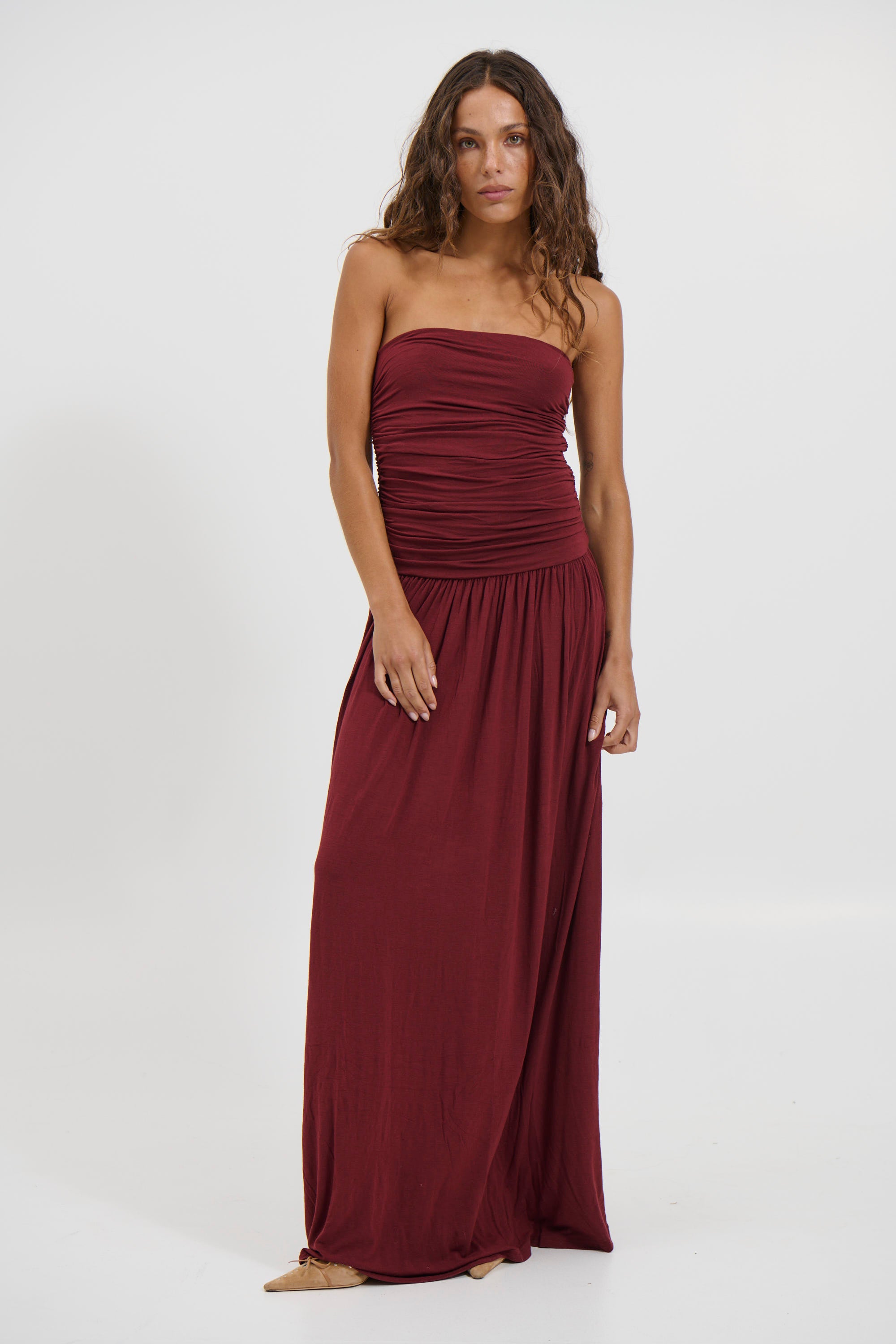 Leah Dress Wine - FINAL SALE