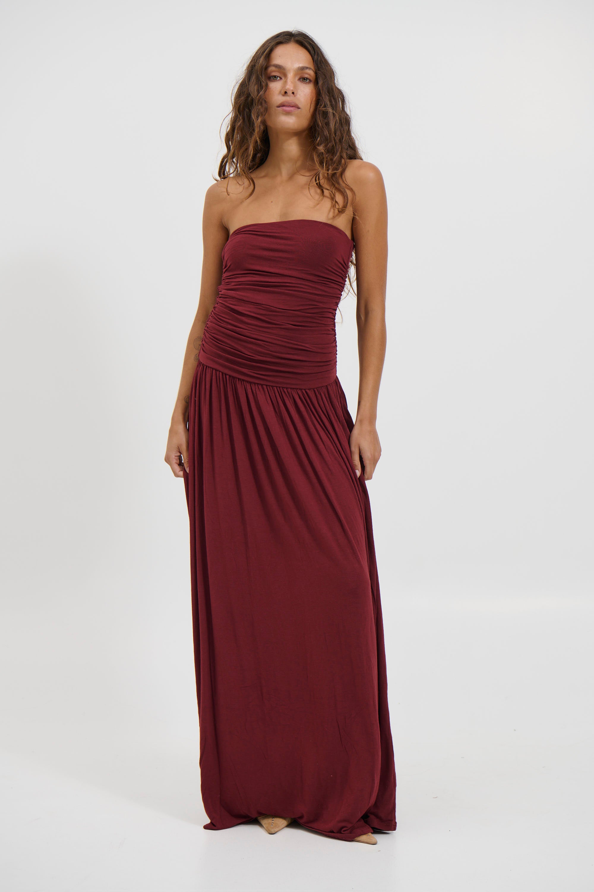 Leah Dress Wine - FINAL SALE