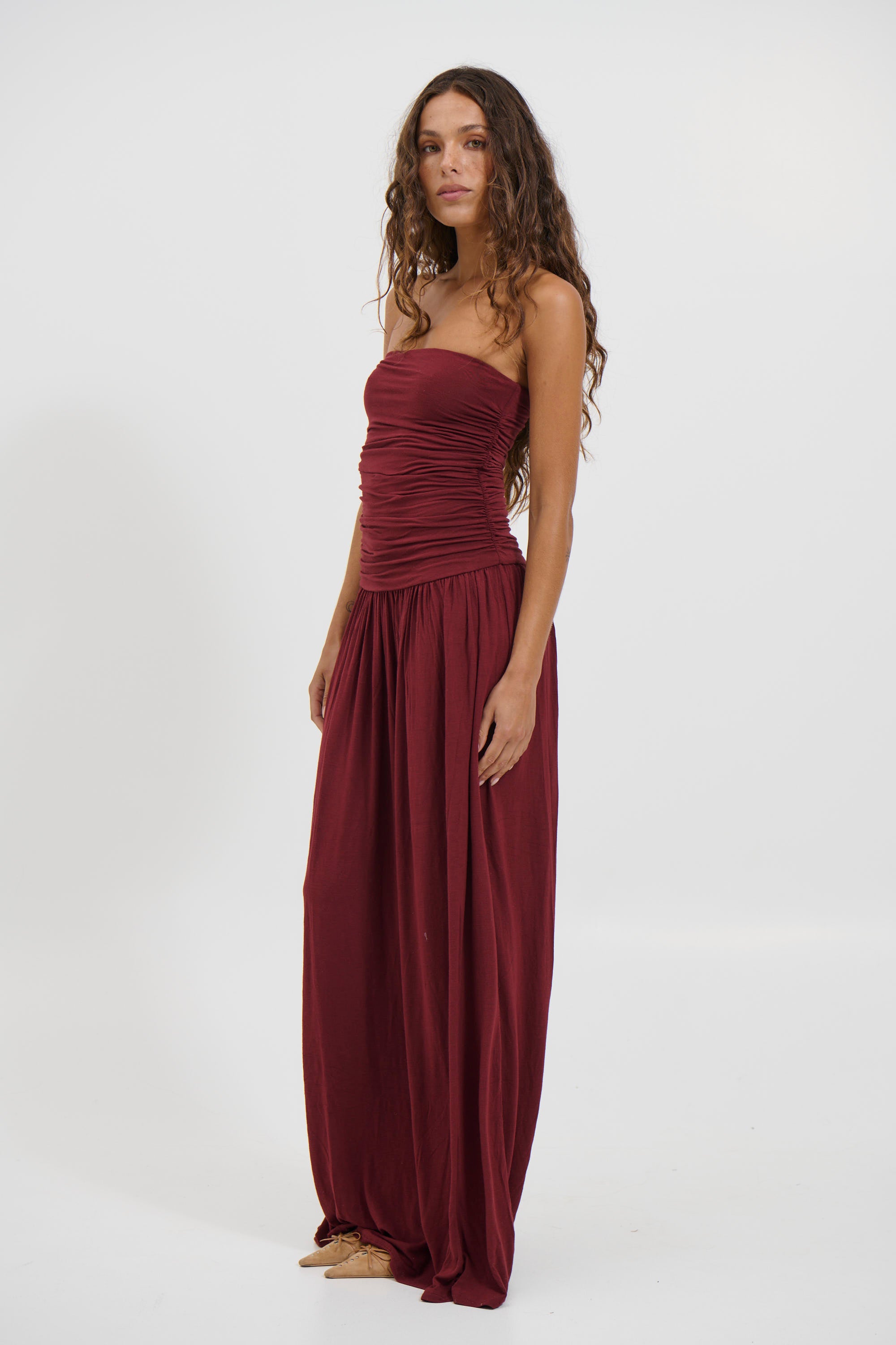 Leah Dress Wine - FINAL SALE