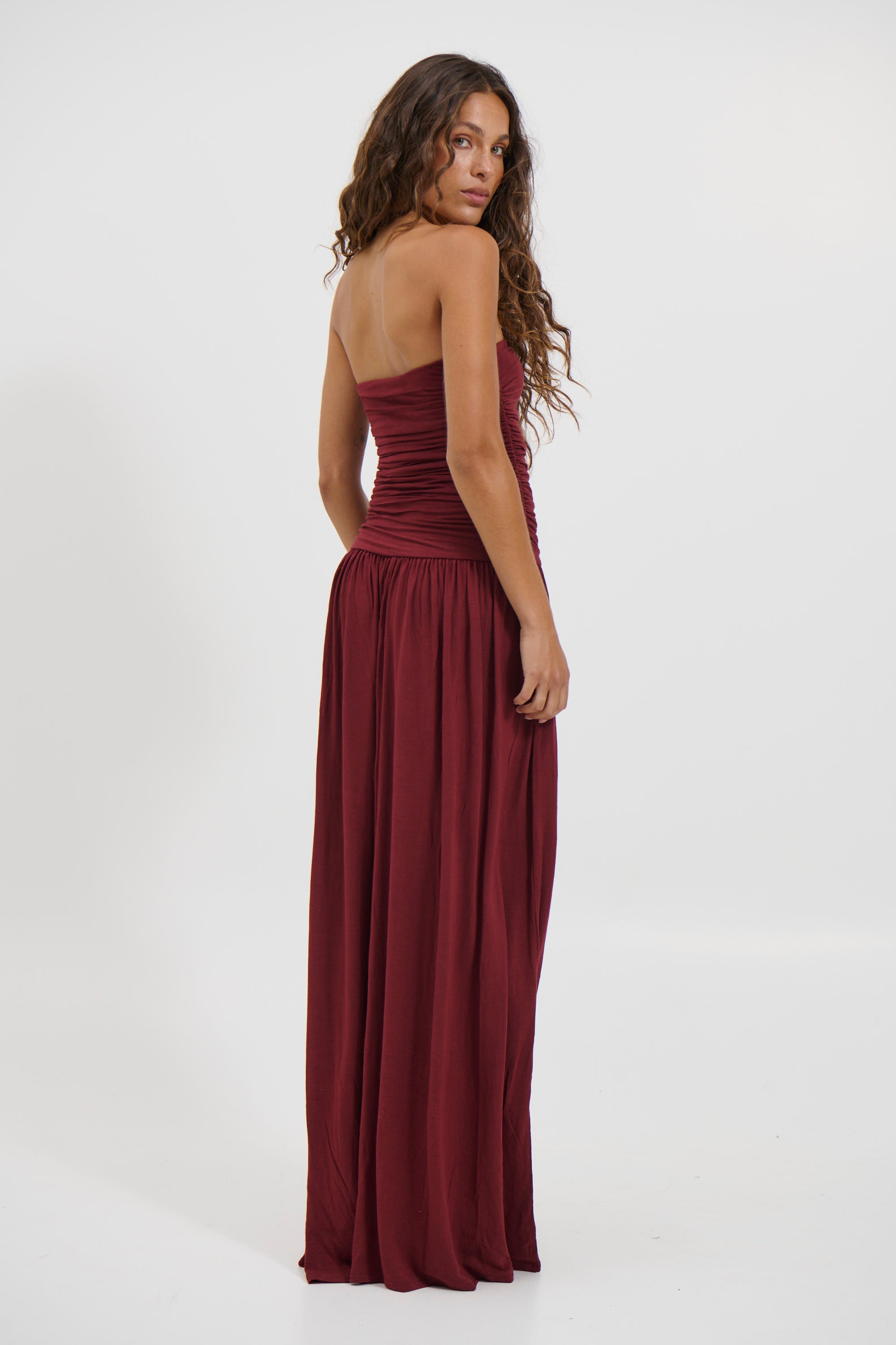 Leah Dress Wine - FINAL SALE