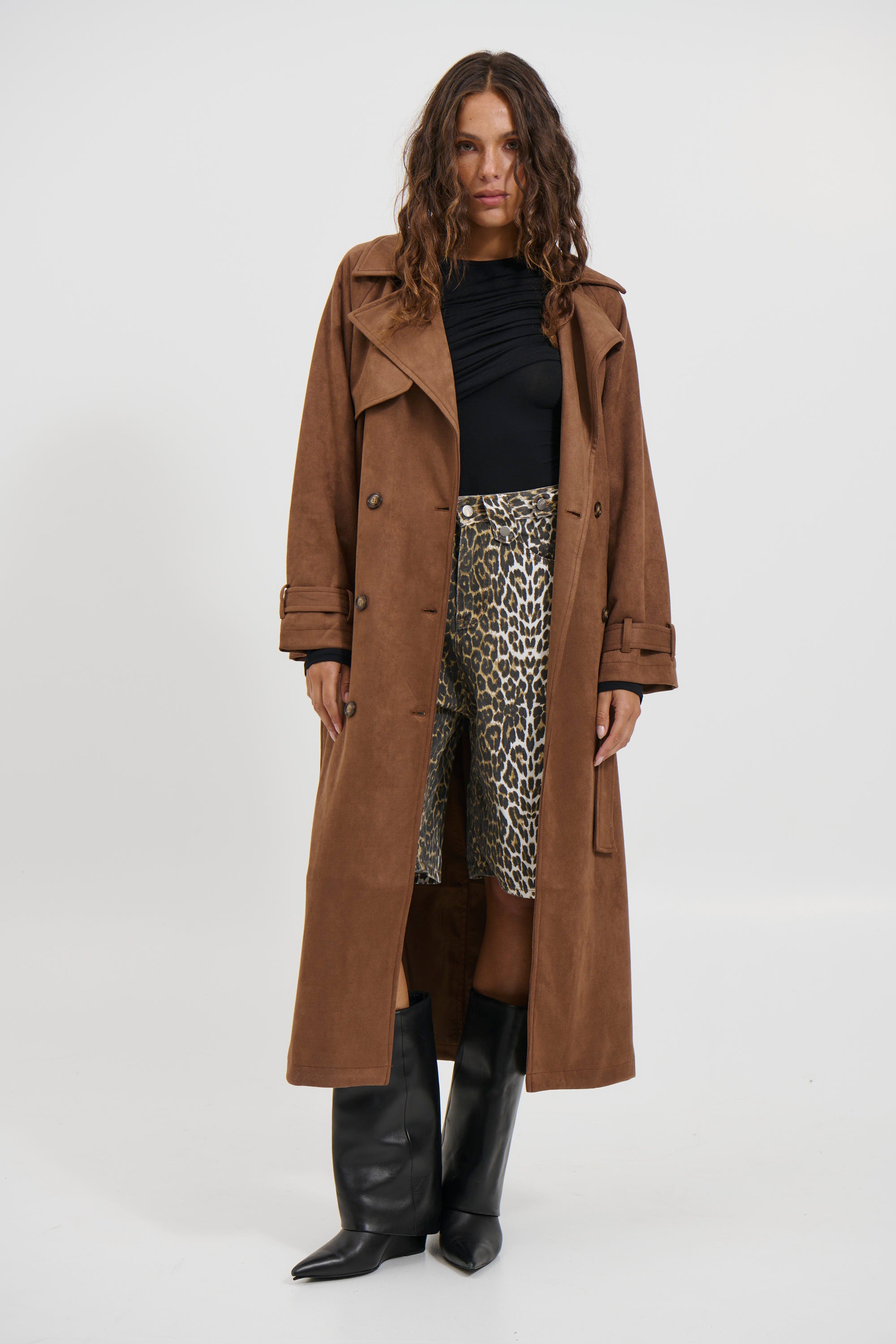 Peppa Suede Trench Brown