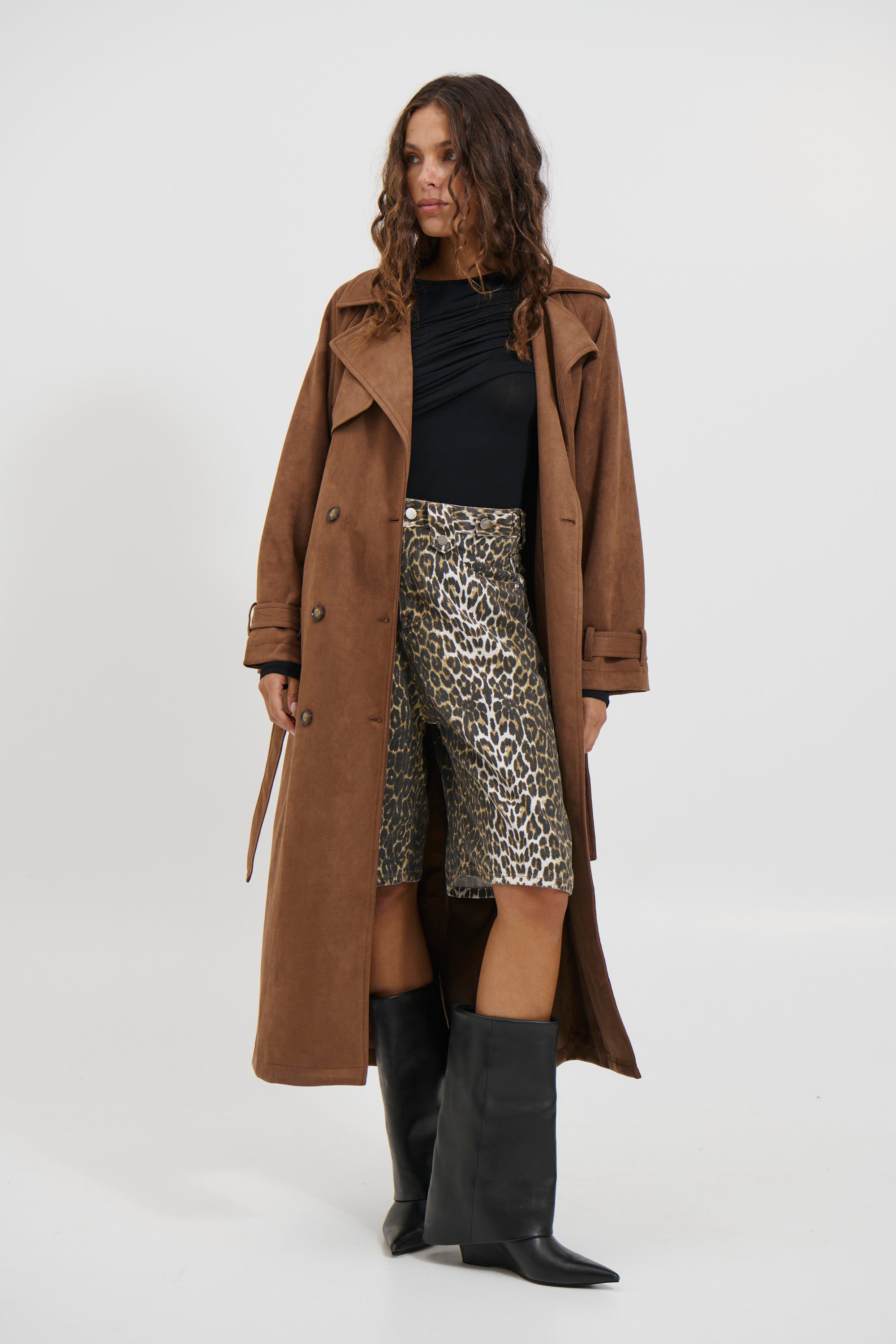 Peppa Suede Trench Brown