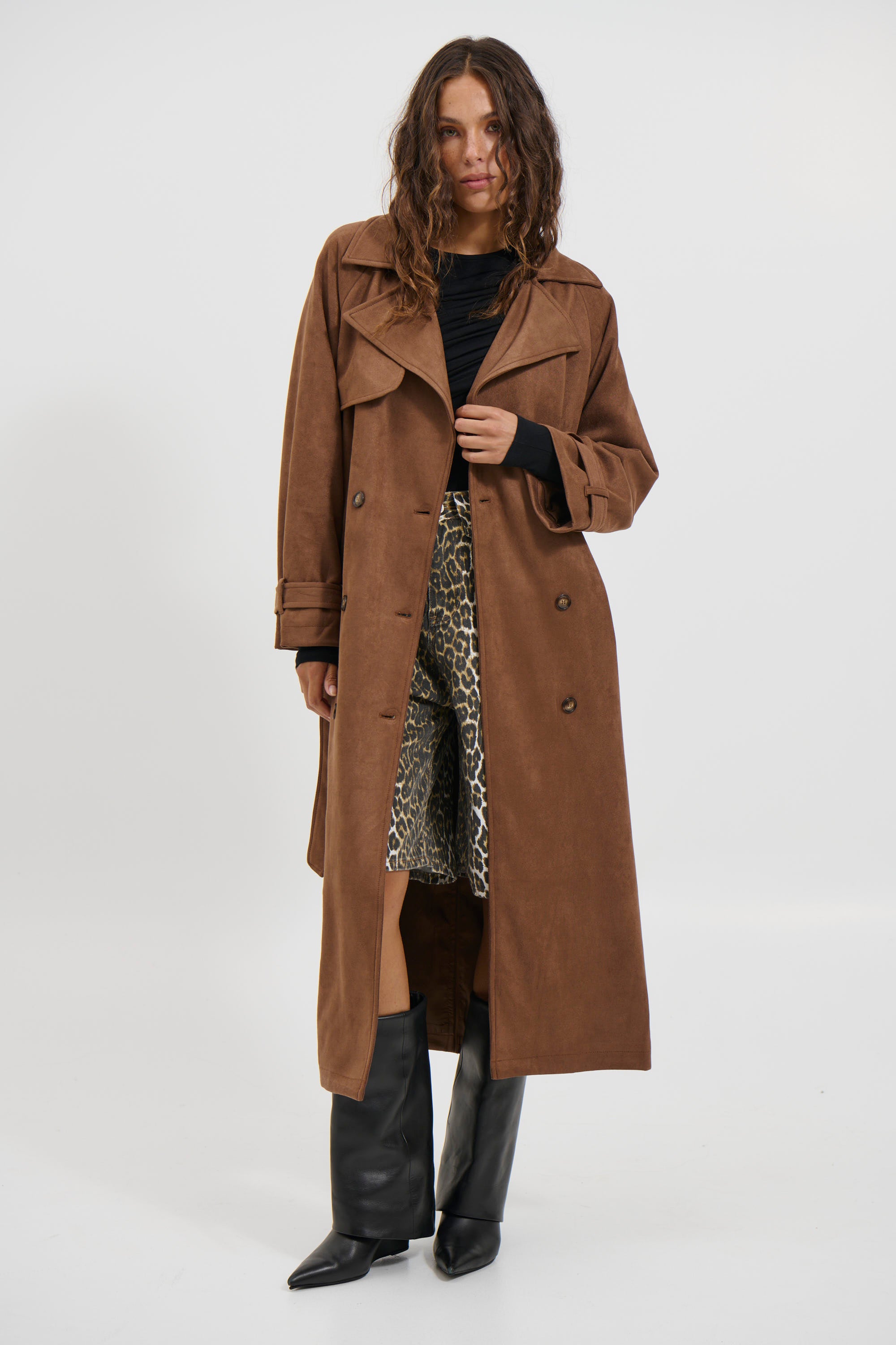 Peppa Suede Trench Brown