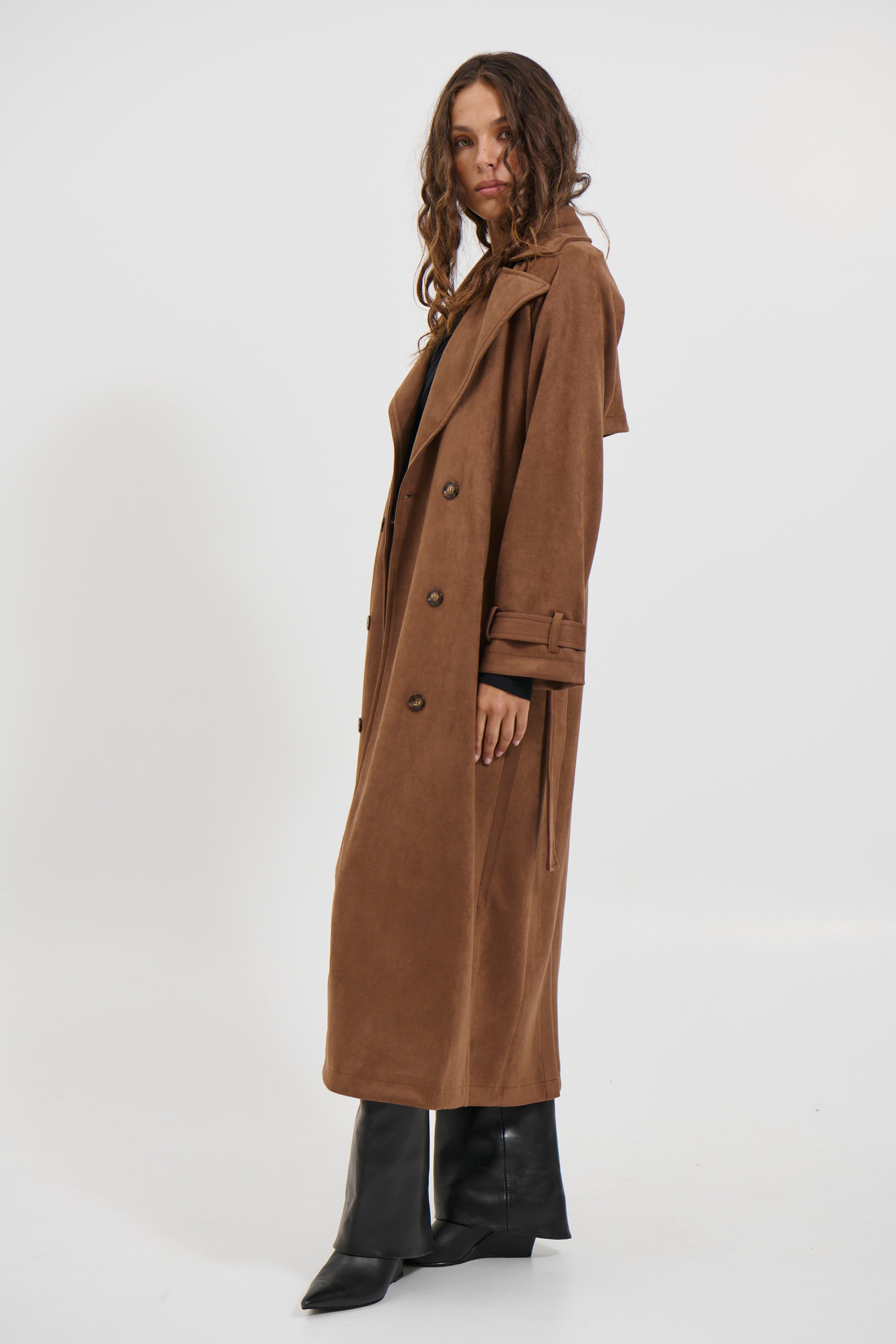 Peppa Suede Trench Brown