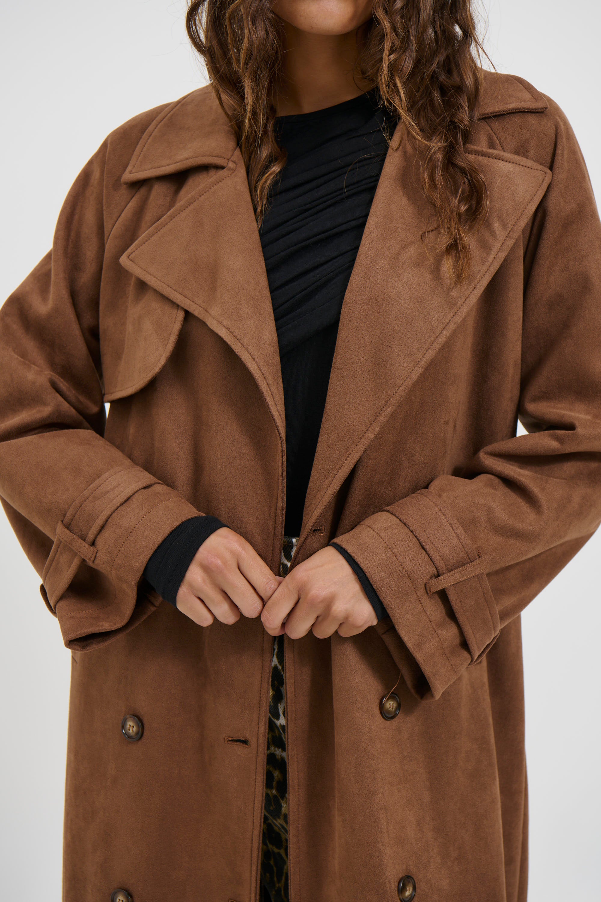 Peppa Suede Trench Brown
