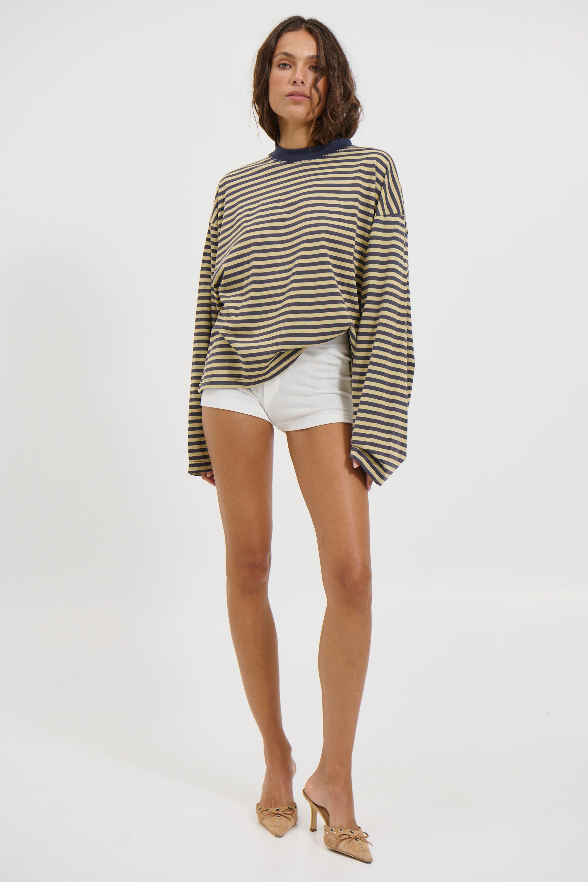 Bloom Long Sleeve Beige Stripe