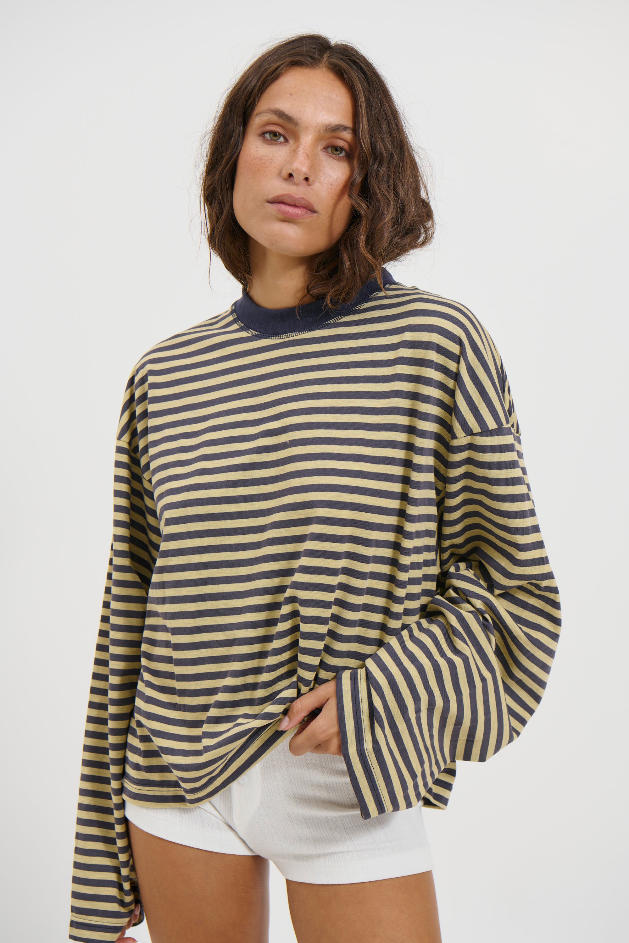 Bloom Long Sleeve Beige Stripe