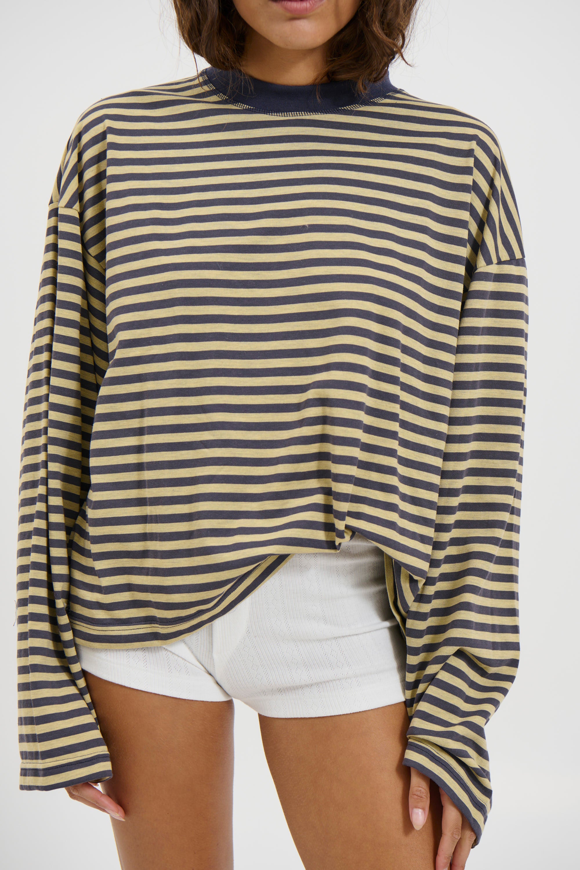 Bloom Long Sleeve Beige Stripe