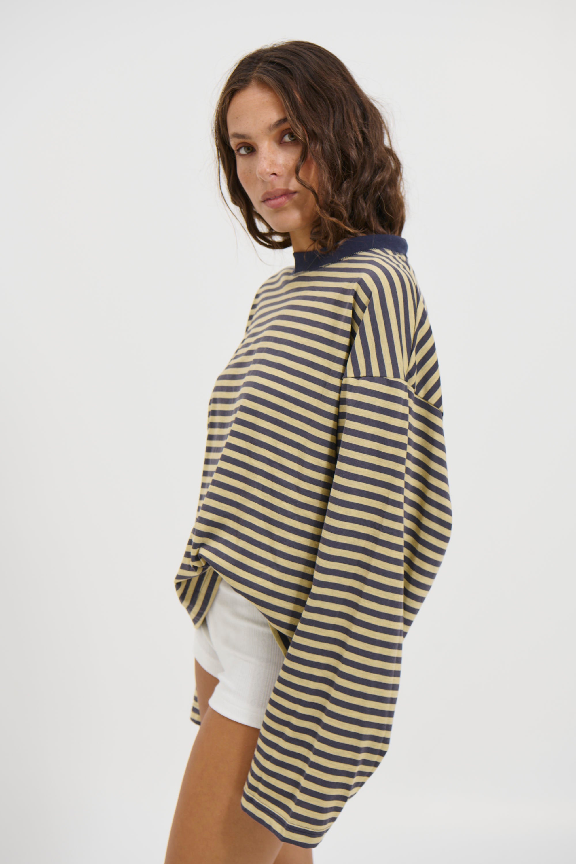 Bloom Long Sleeve Beige Stripe