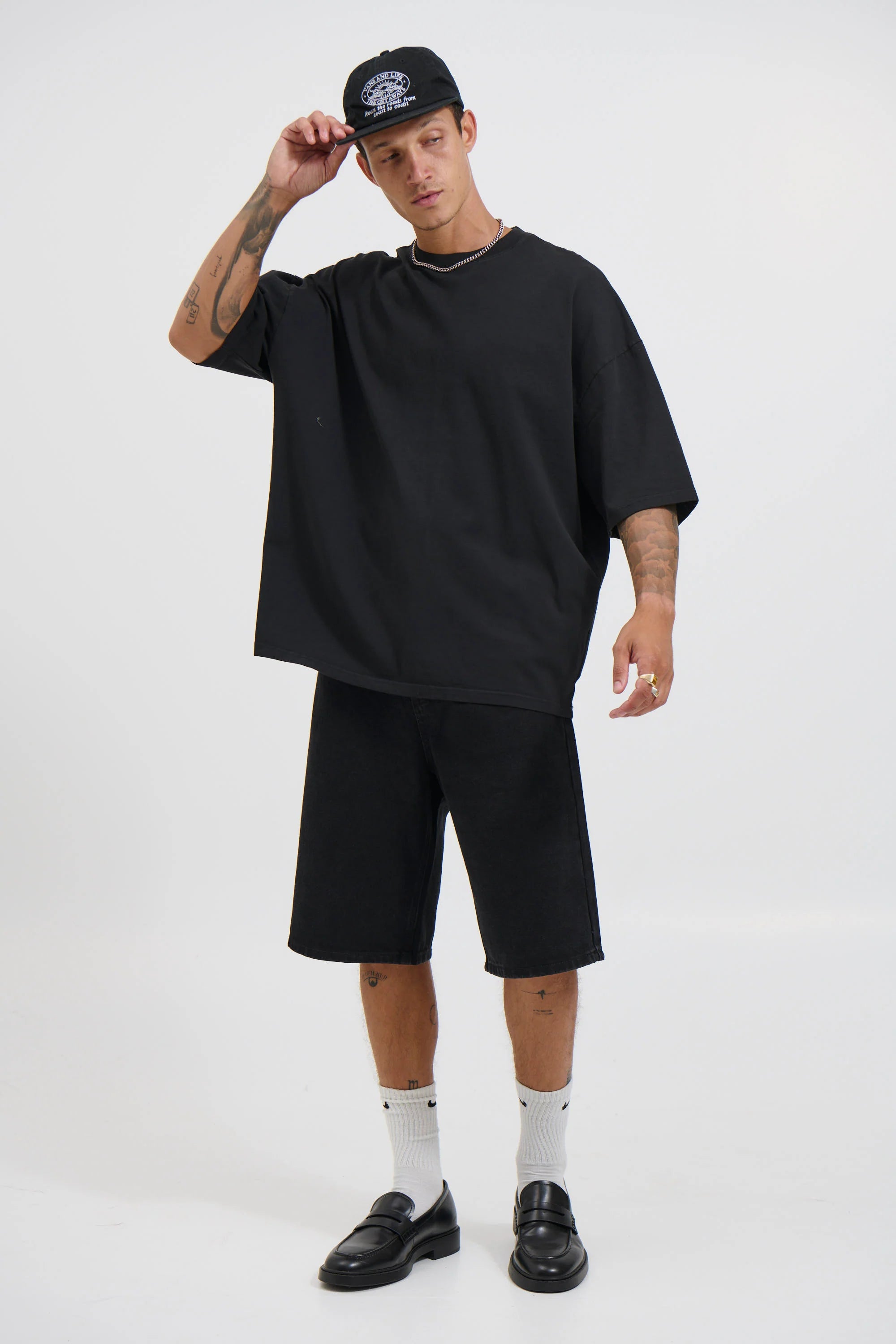 Miller Drop Shoulder Box Tee Black