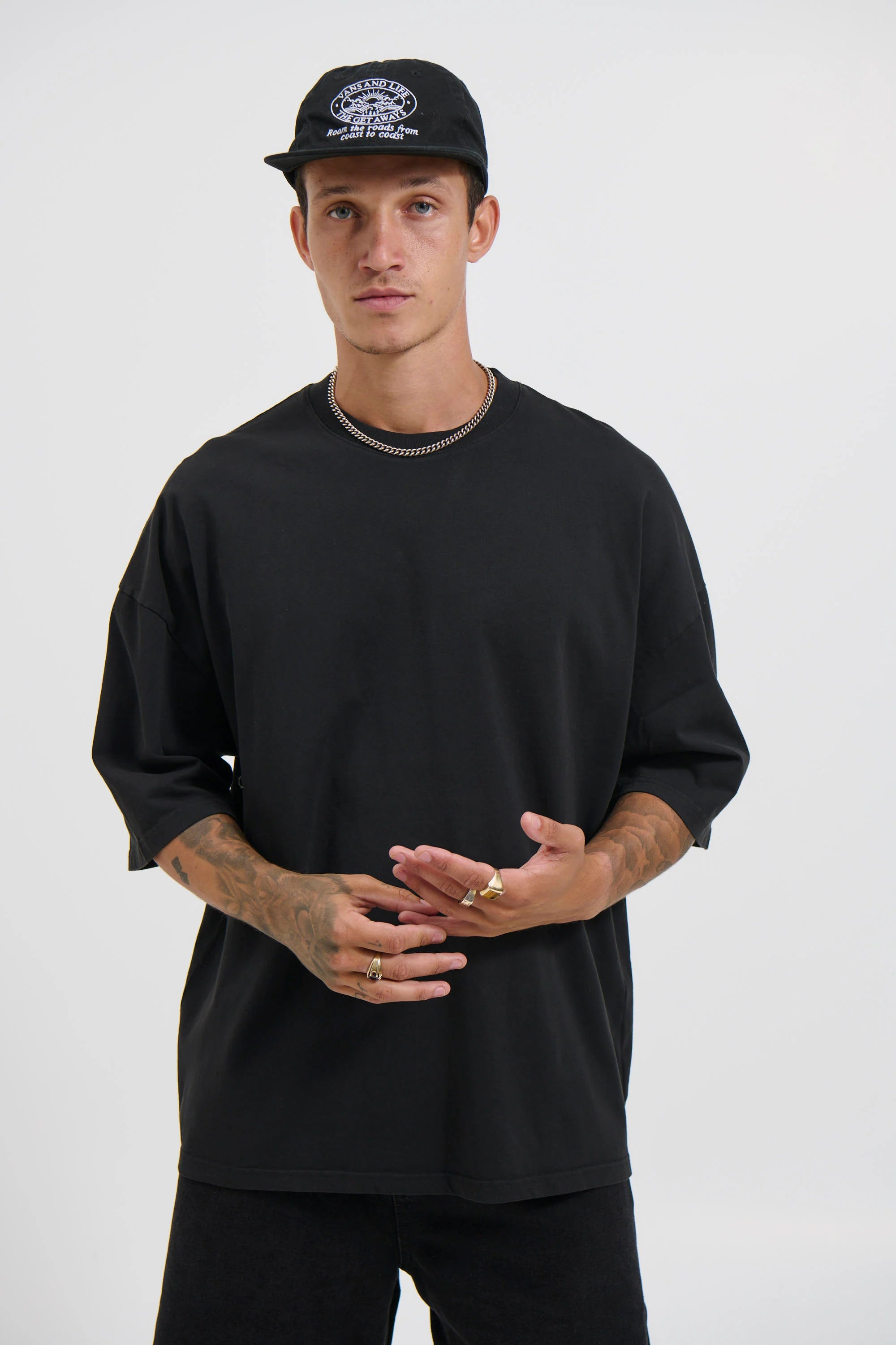 Miller Drop Shoulder Box Tee Black