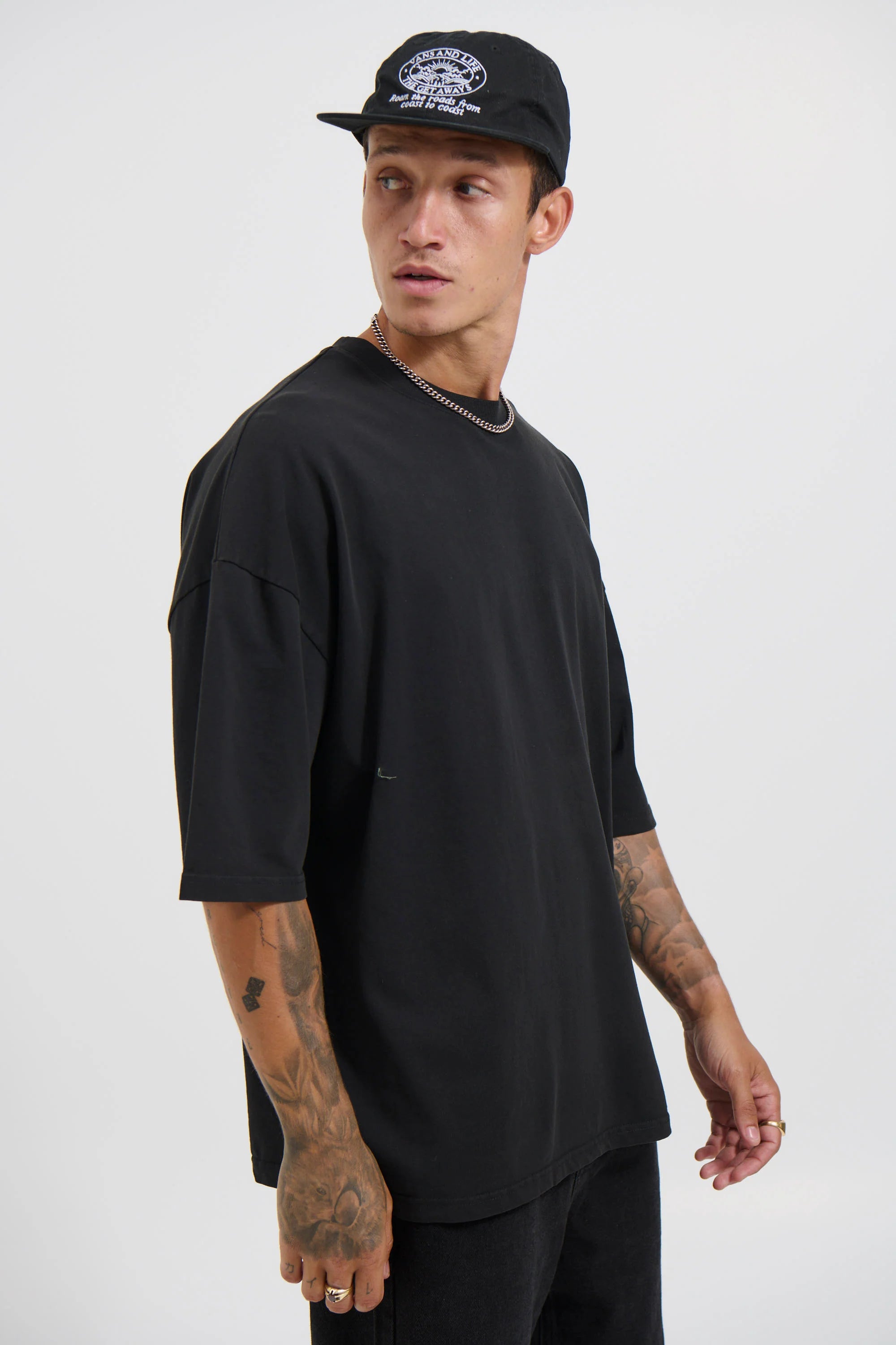Miller Drop Shoulder Box Tee Black