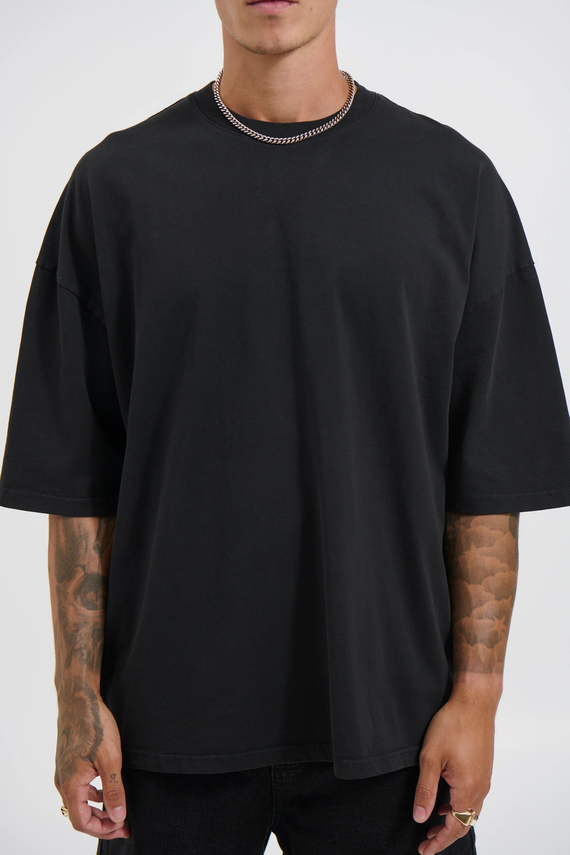 Miller Drop Shoulder Box Tee Black