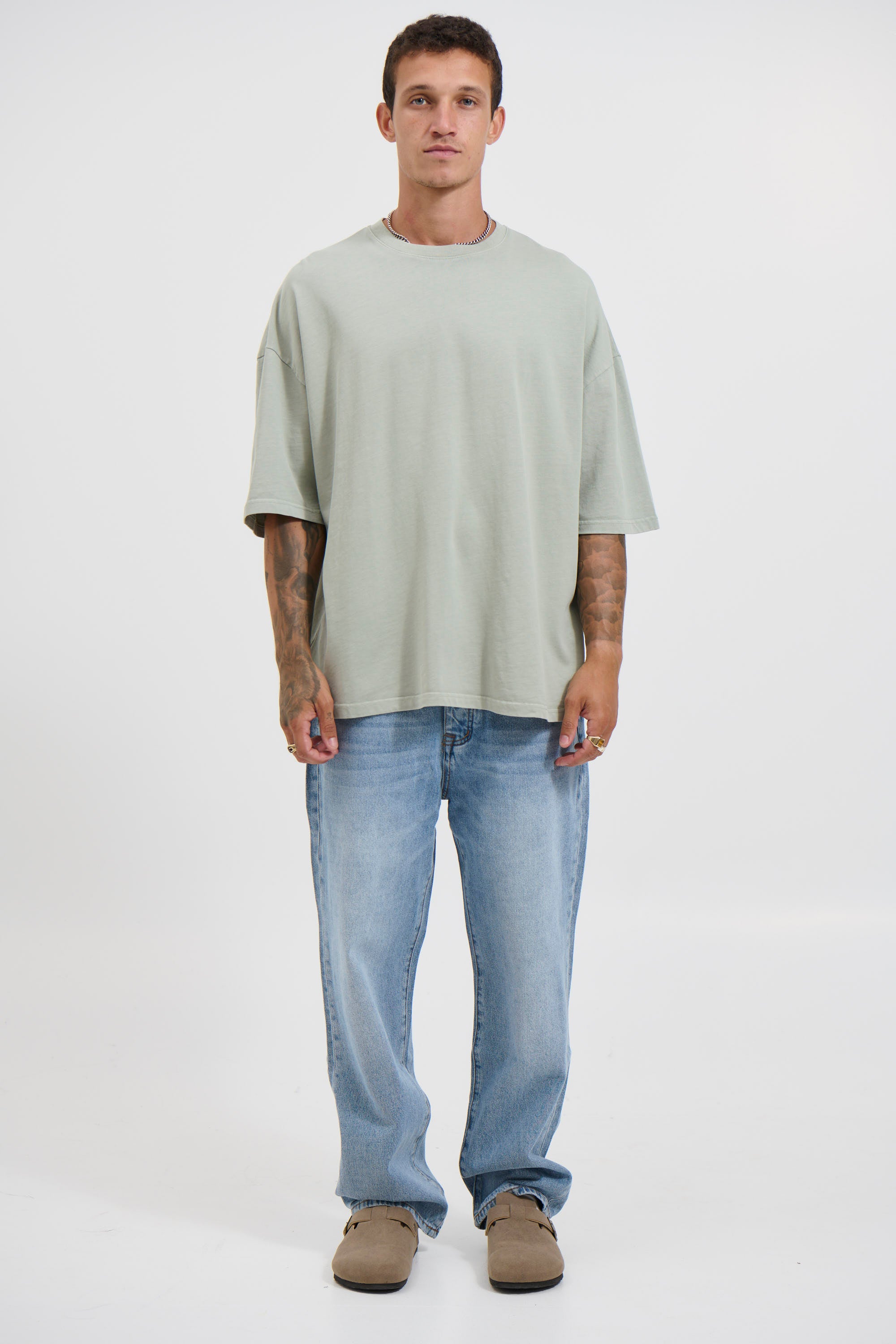 Miller Drop Shoulder Box Tee Pistachio
