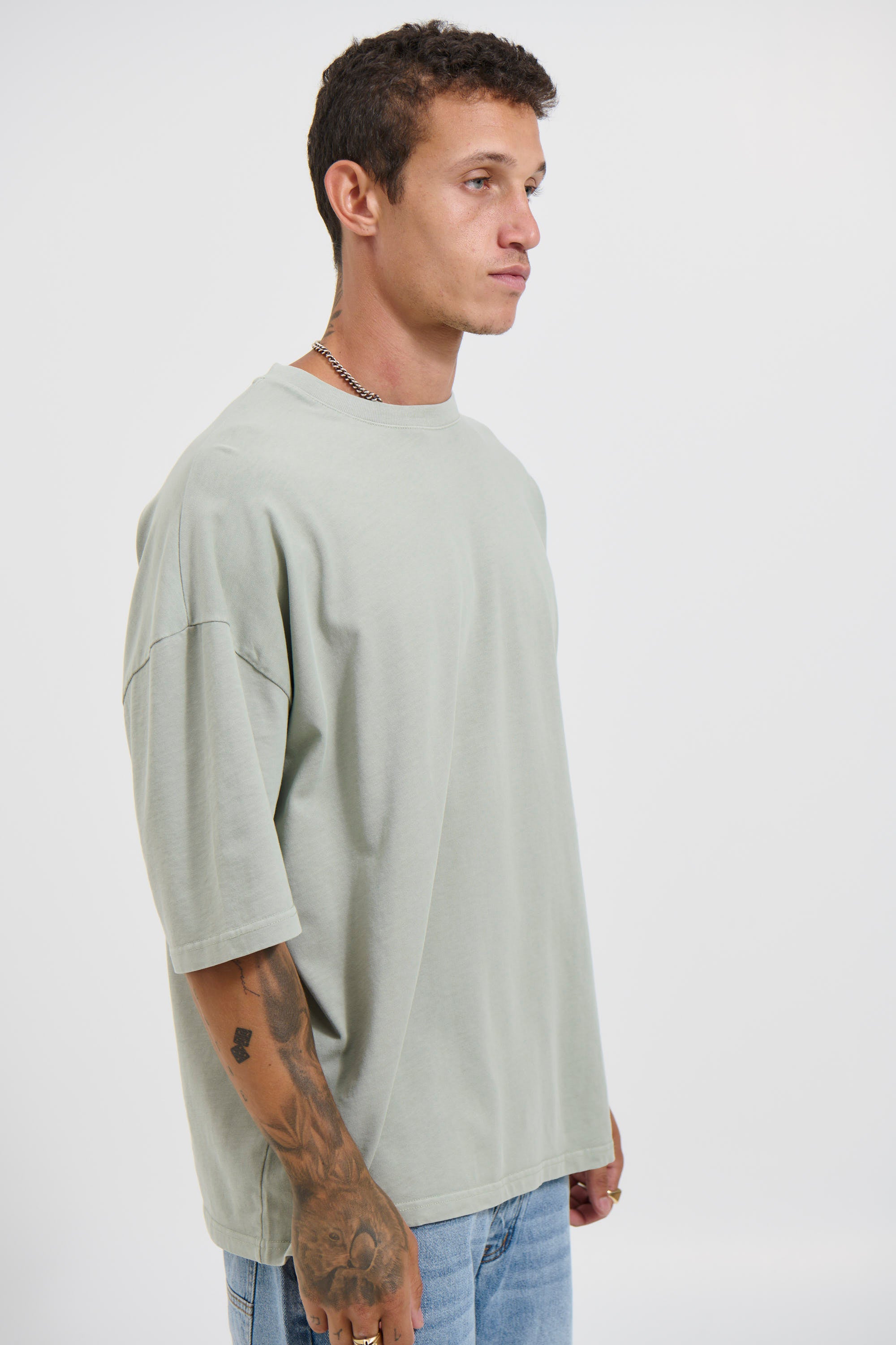 Miller Drop Shoulder Box Tee Pistachio