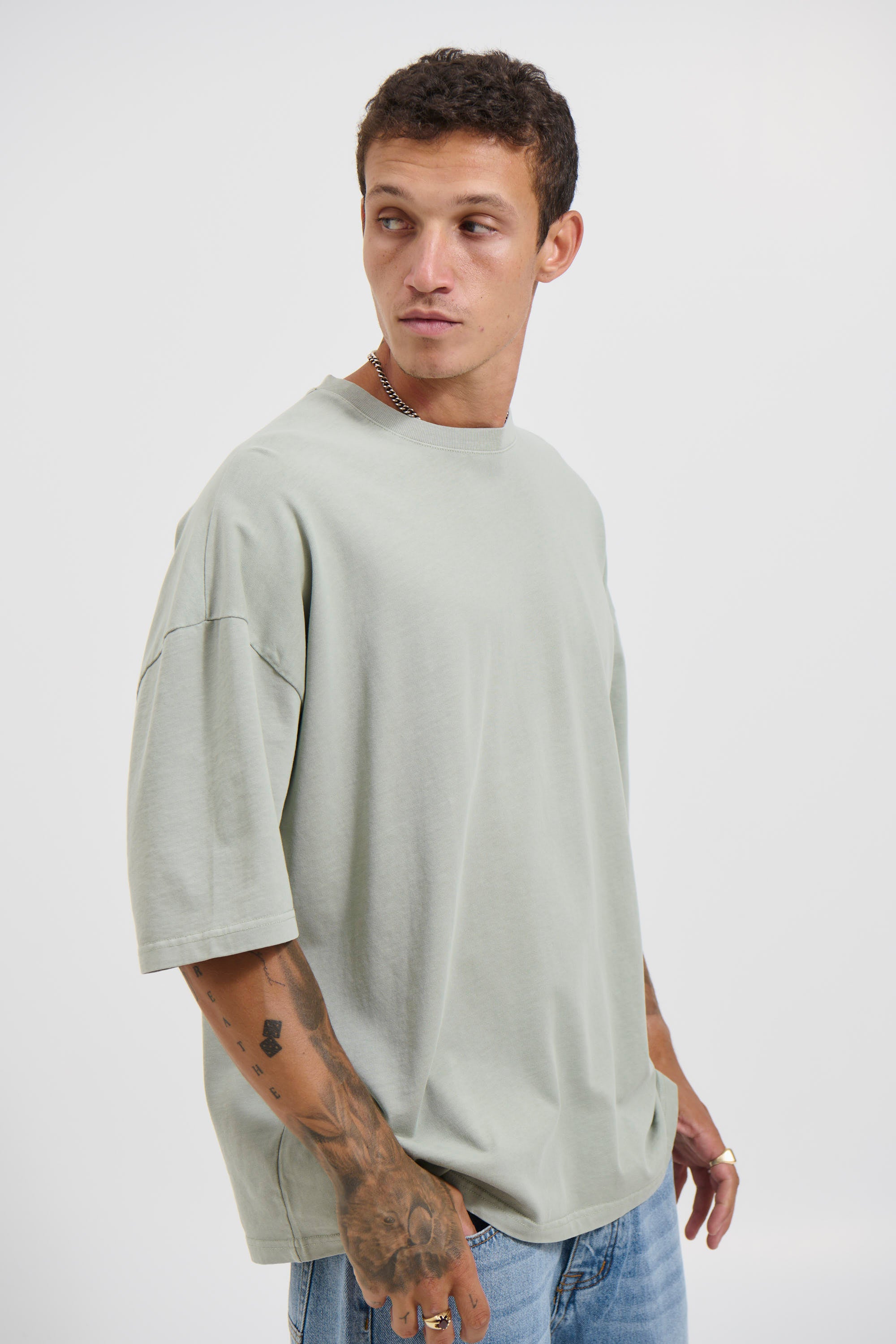 Miller Drop Shoulder Box Tee Pistachio