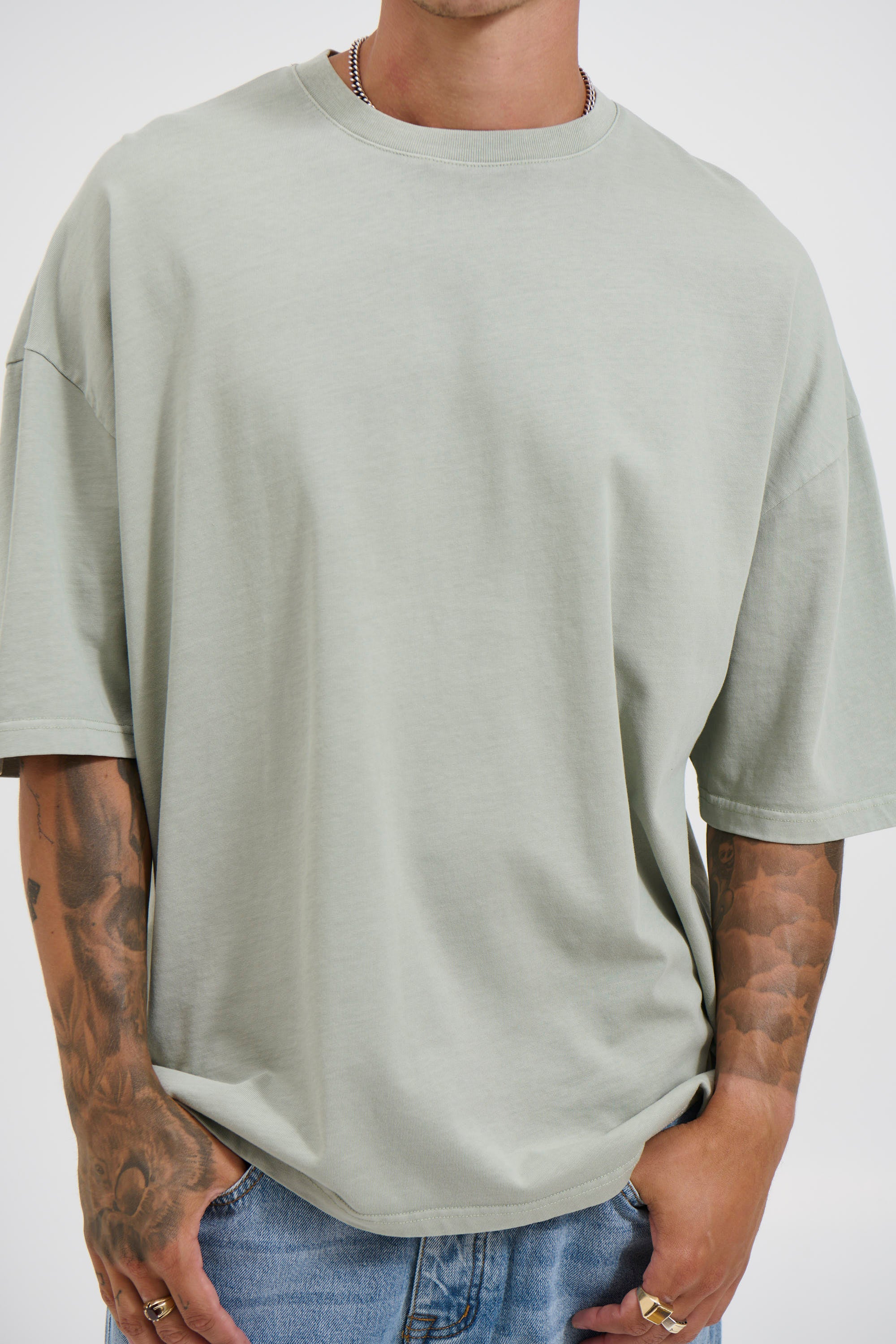 Miller Drop Shoulder Box Tee Pistachio