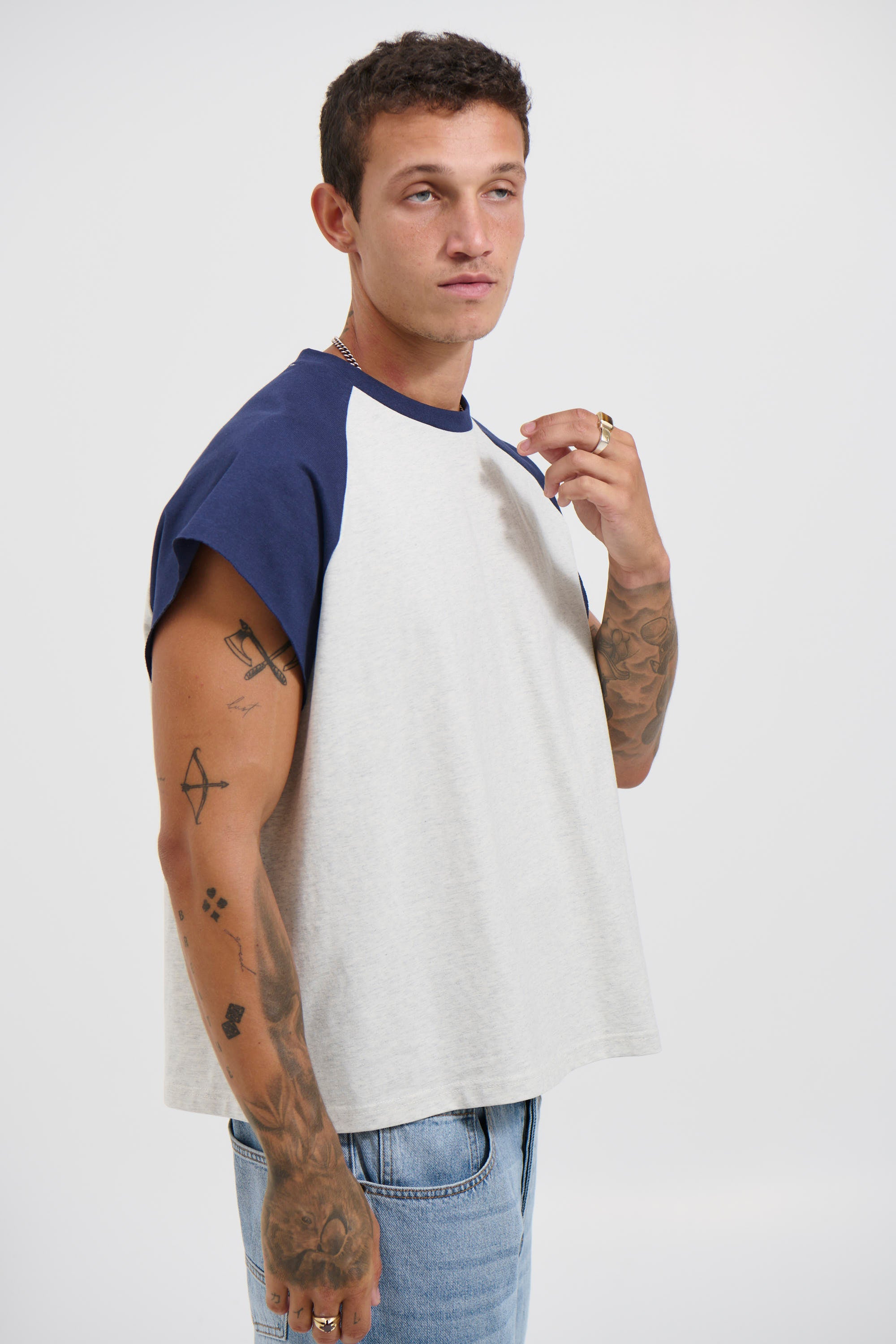Raglan Crop Box Tank Navy
