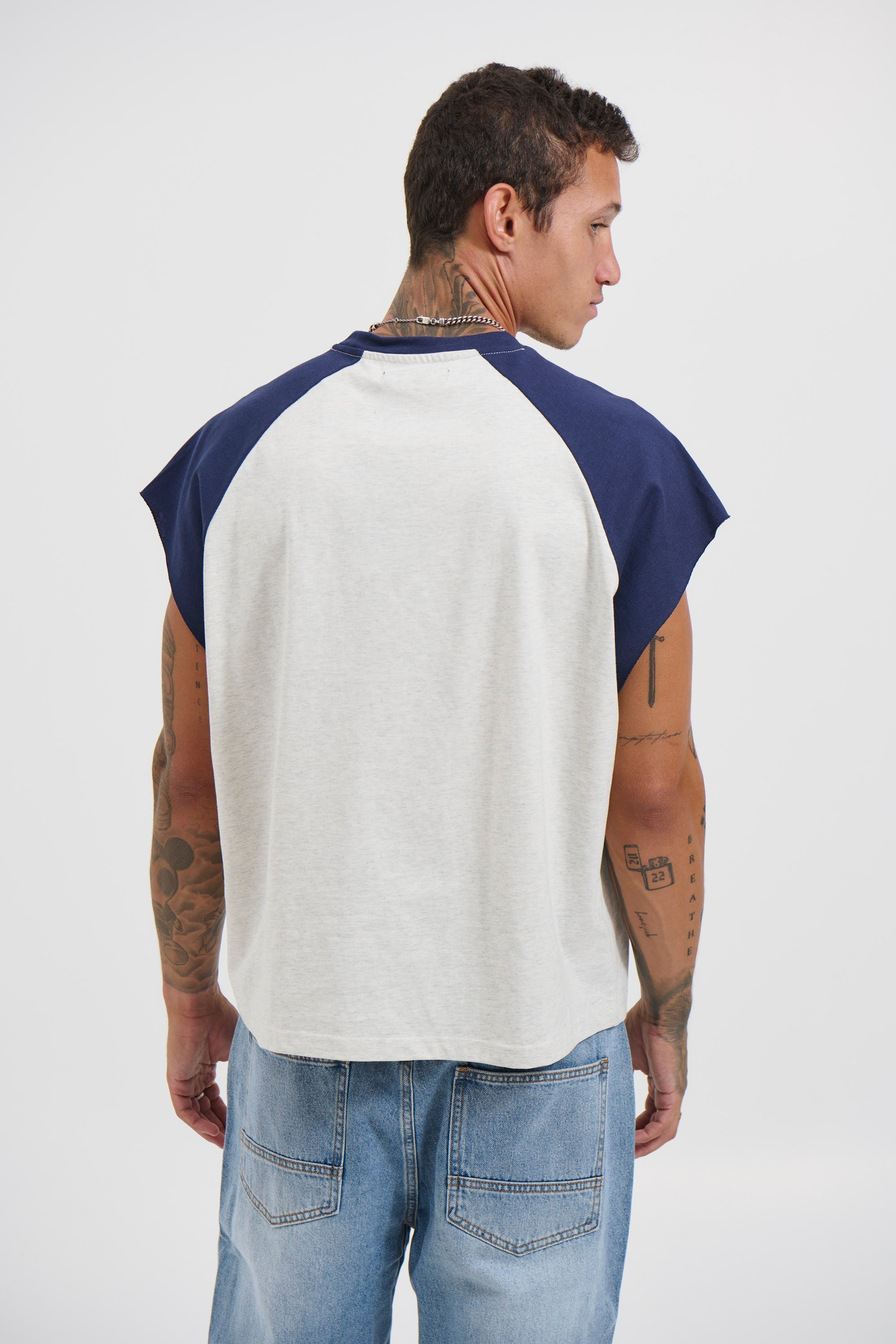 Raglan Crop Box Tank Navy