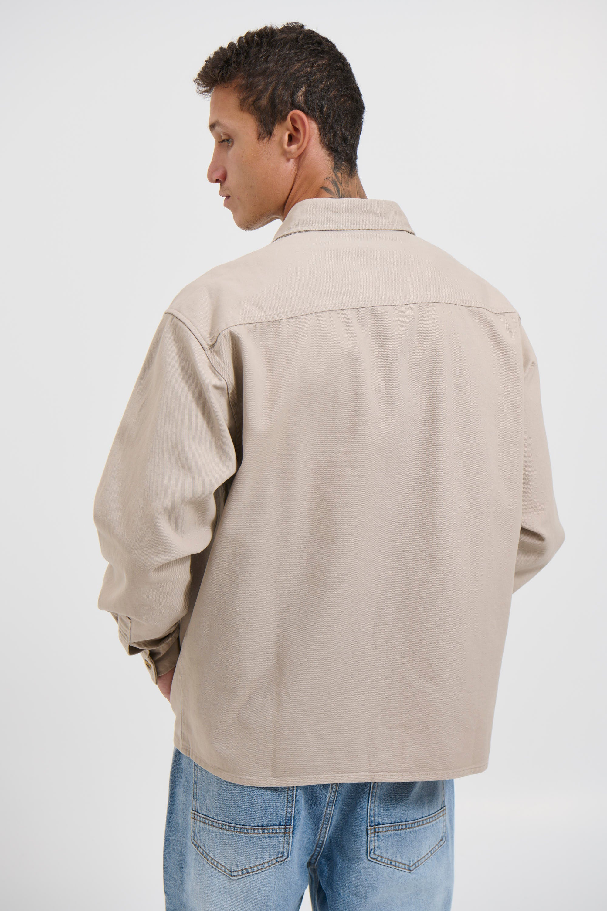 Mike Cotton Drill Shacket Tan