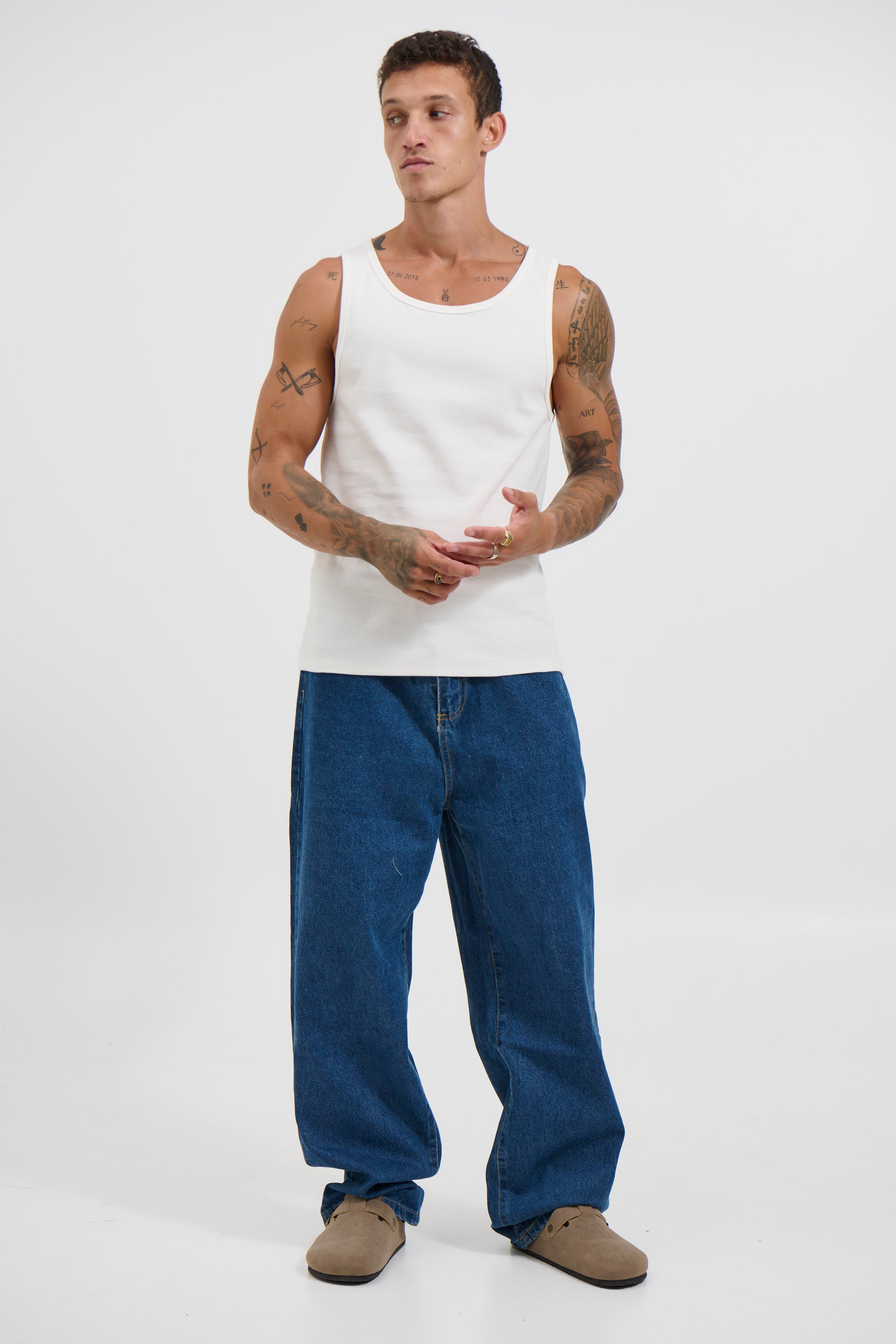 NTH Fitted Ribbed Tank White