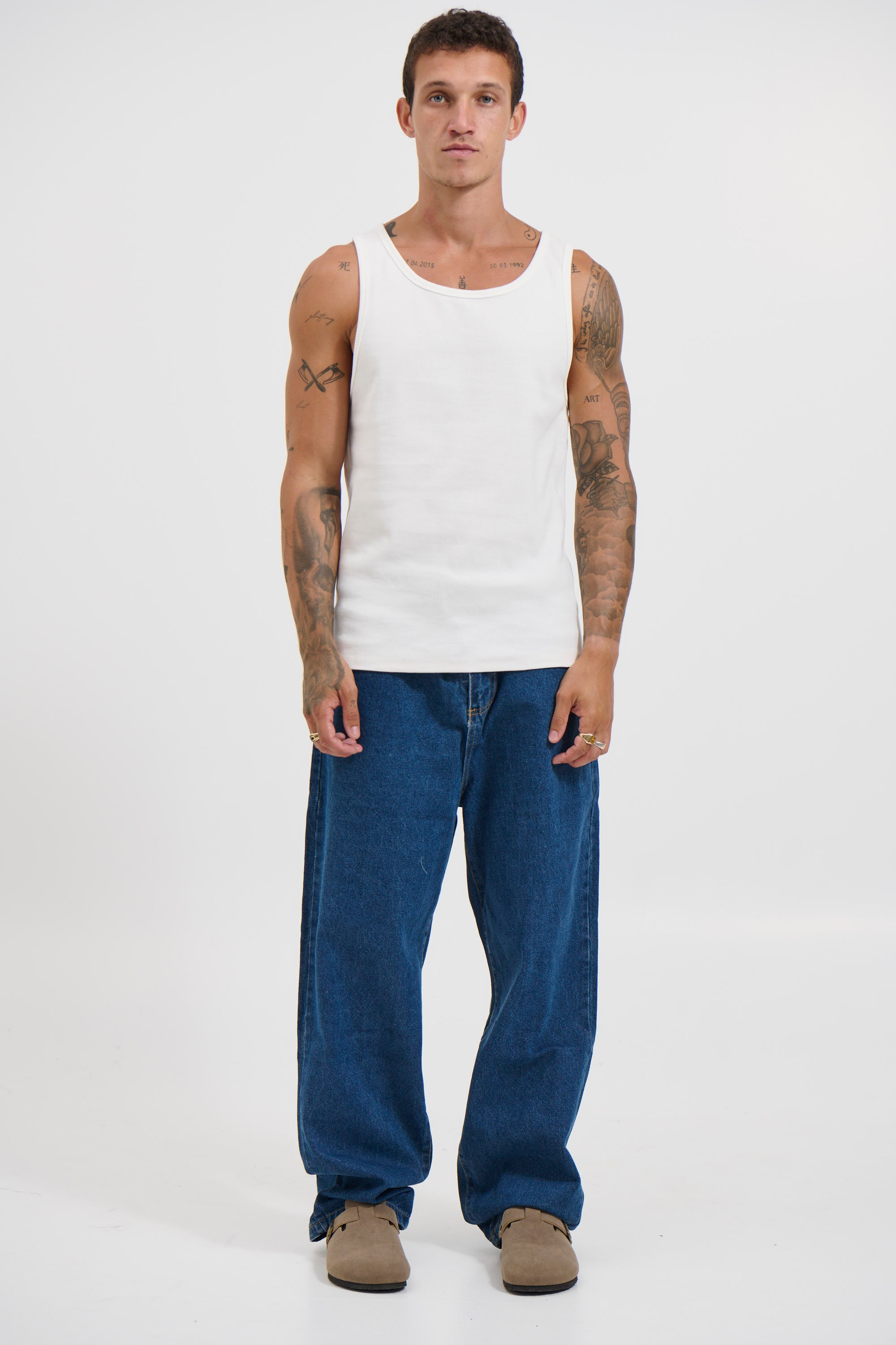 NTH Fitted Ribbed Tank White