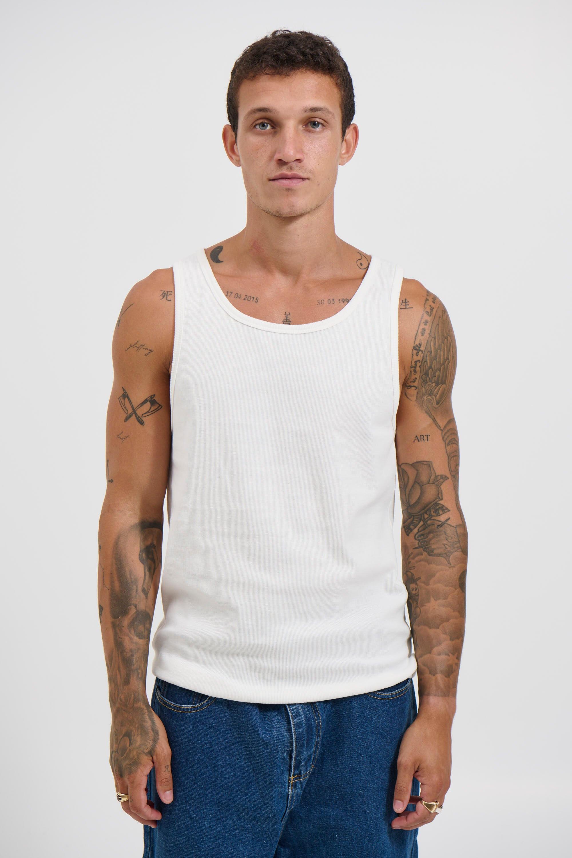 NTH Fitted Ribbed Tank White