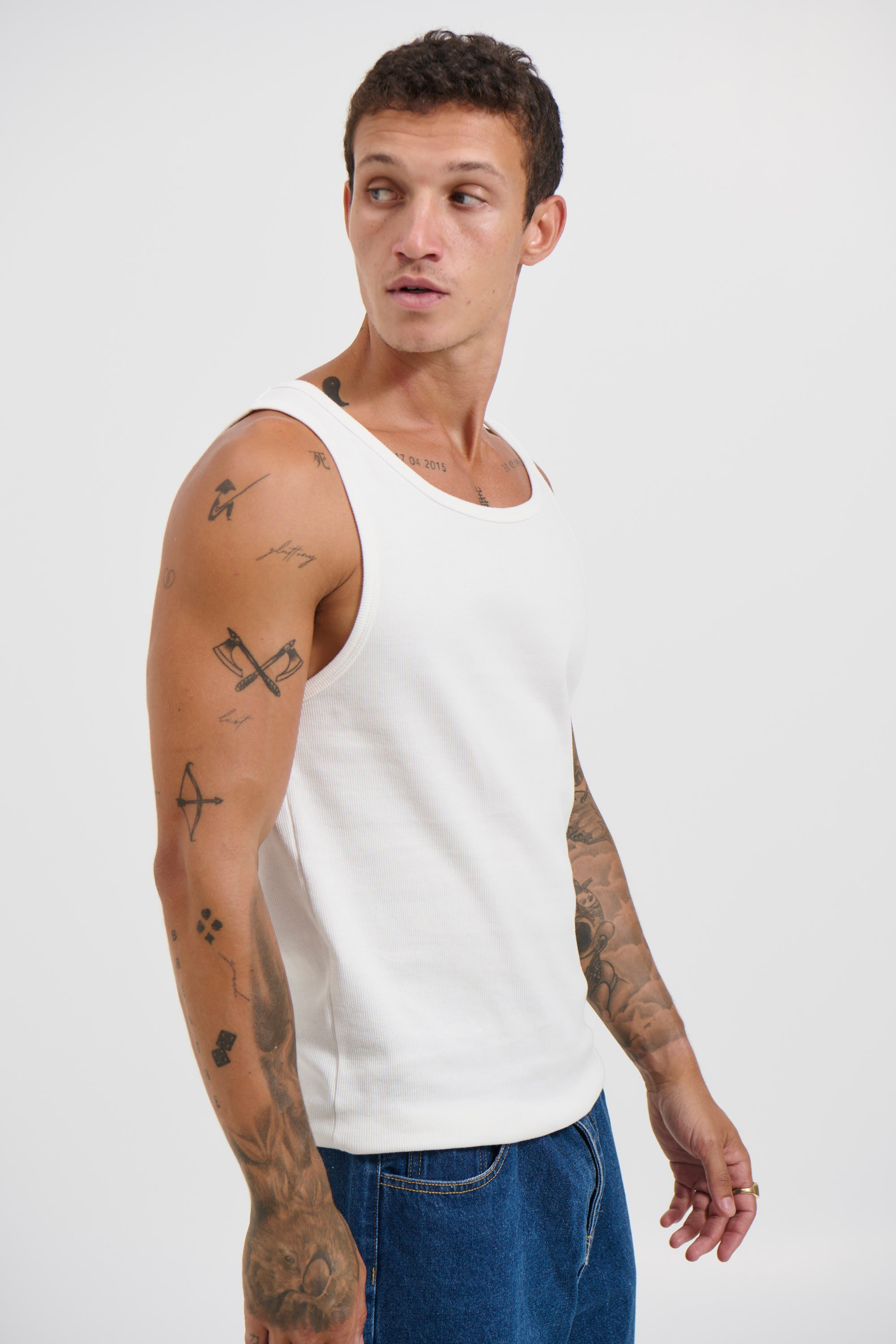 NTH Fitted Ribbed Tank White