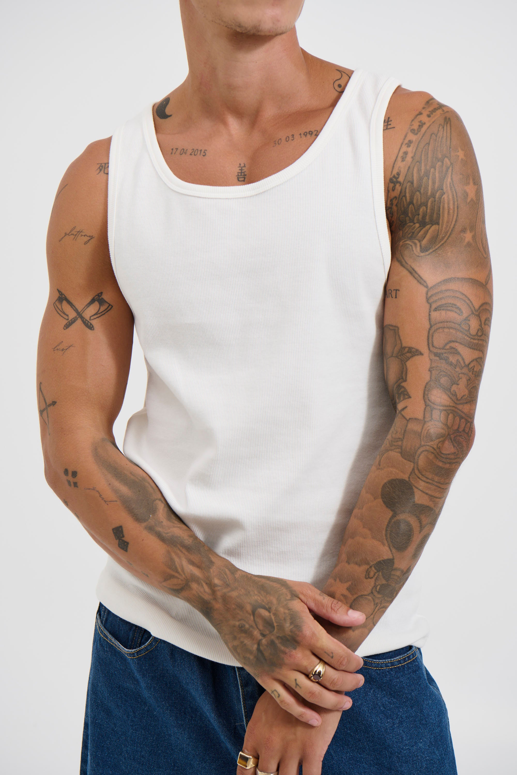 NTH Fitted Ribbed Tank White