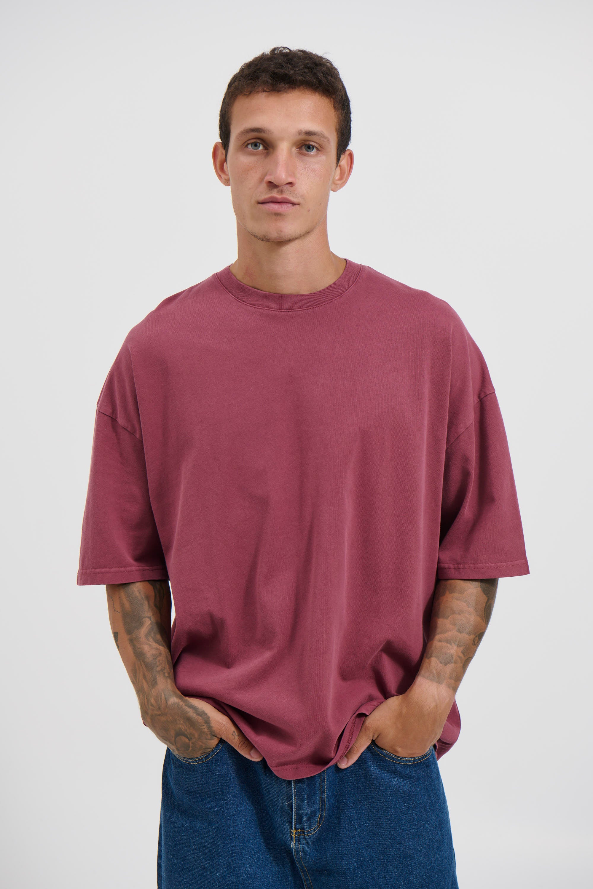 Miller Drop Shoulder Box Tee Carmine - FINAL SALE