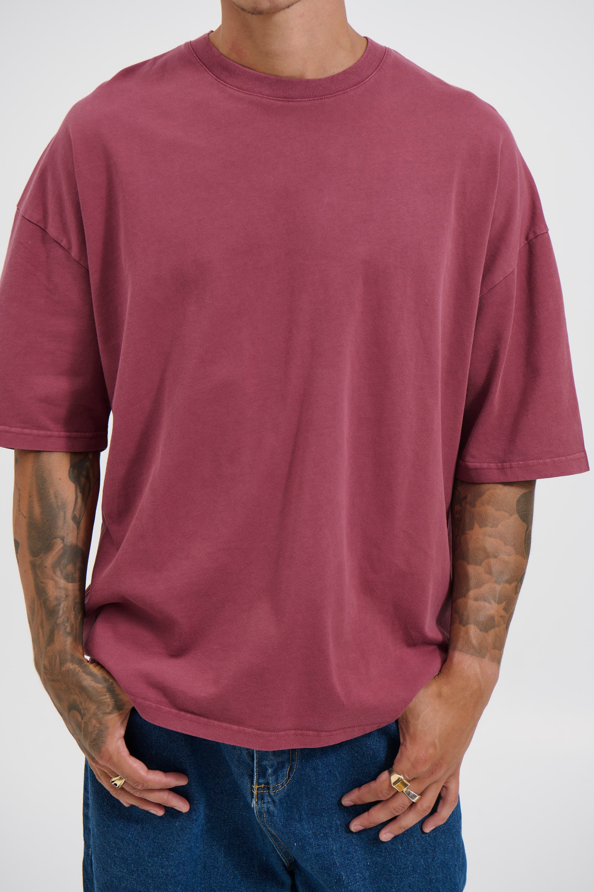 Miller Drop Shoulder Box Tee Carmine - FINAL SALE