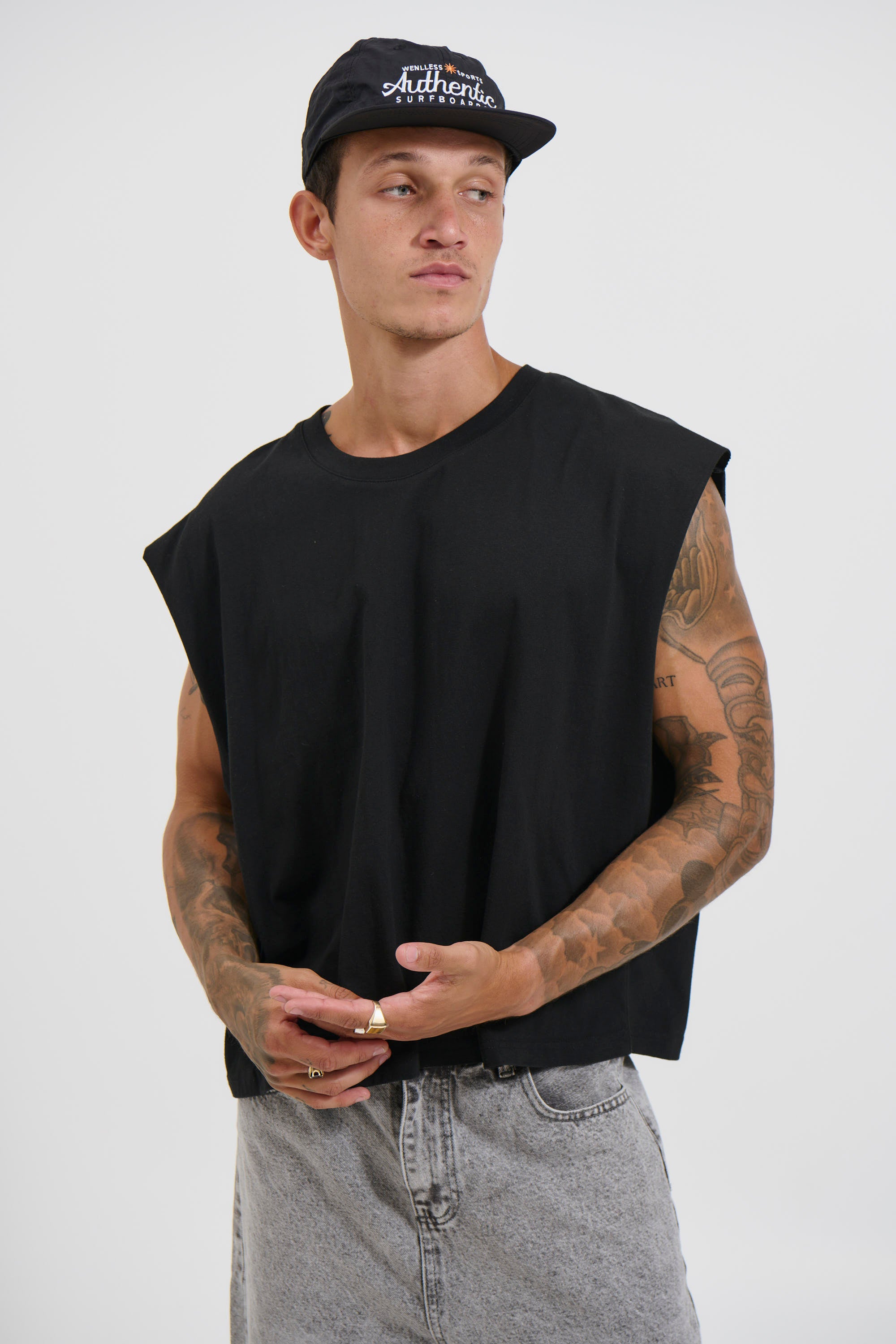 NTH Crop Box Tank Black