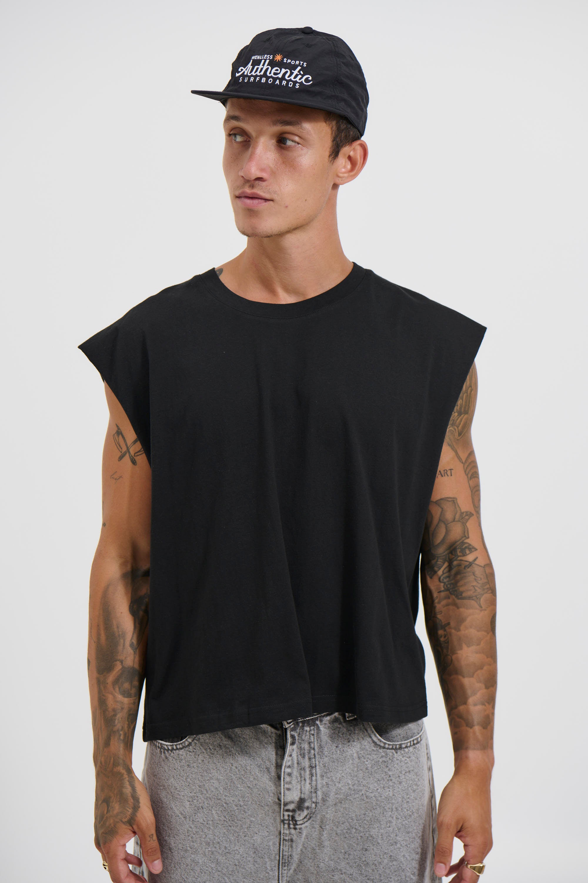 NTH Crop Box Tank Black