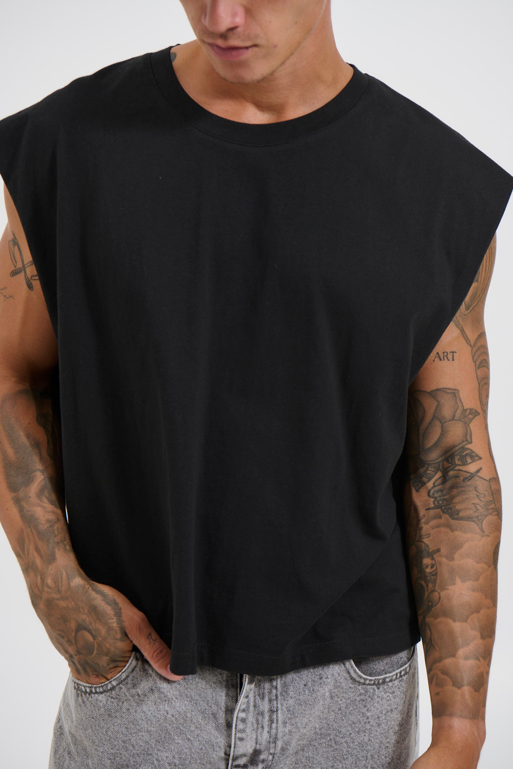 NTH Crop Box Tank Black