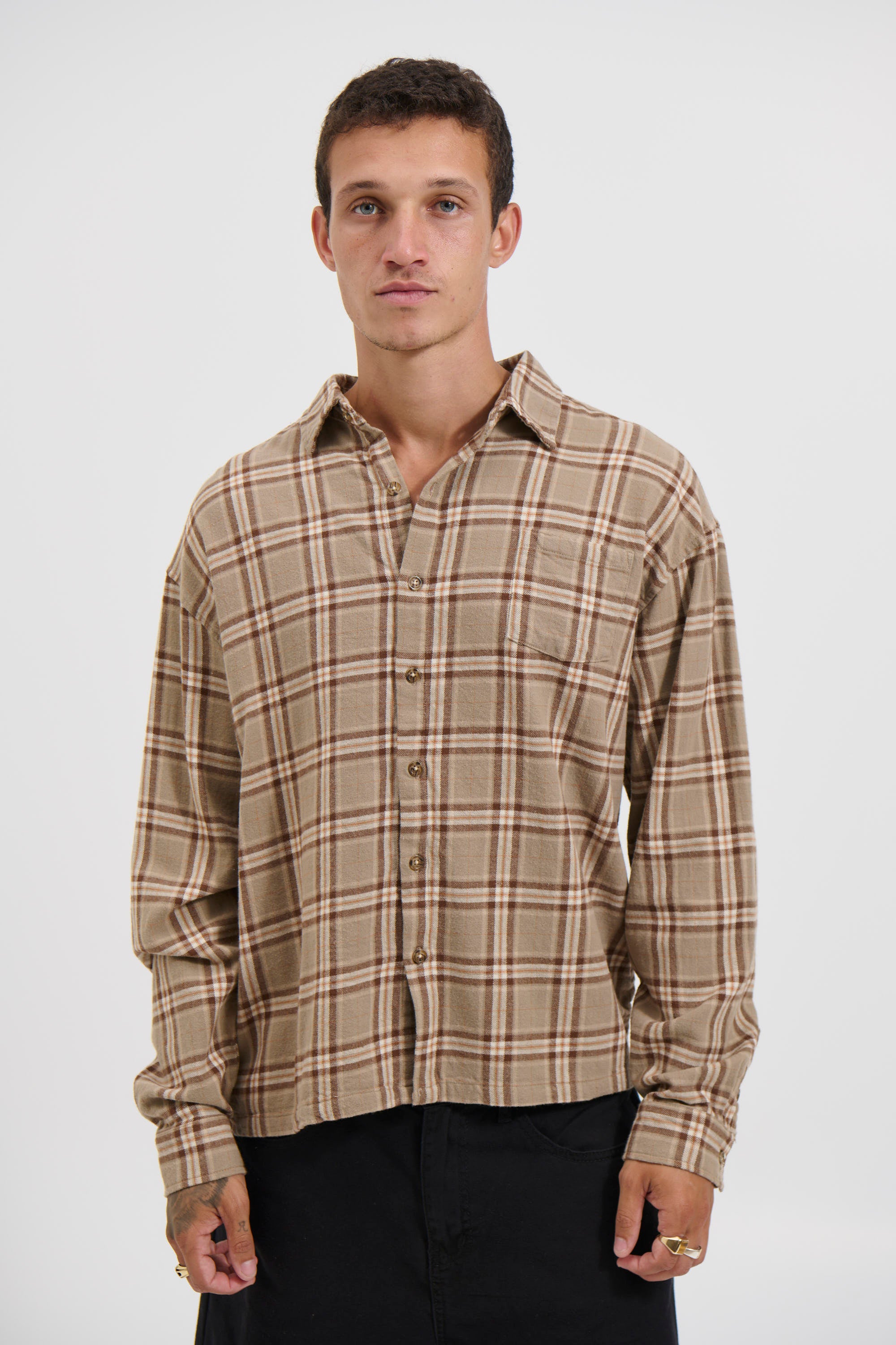 Brooklyn Check Shirt Light Brown