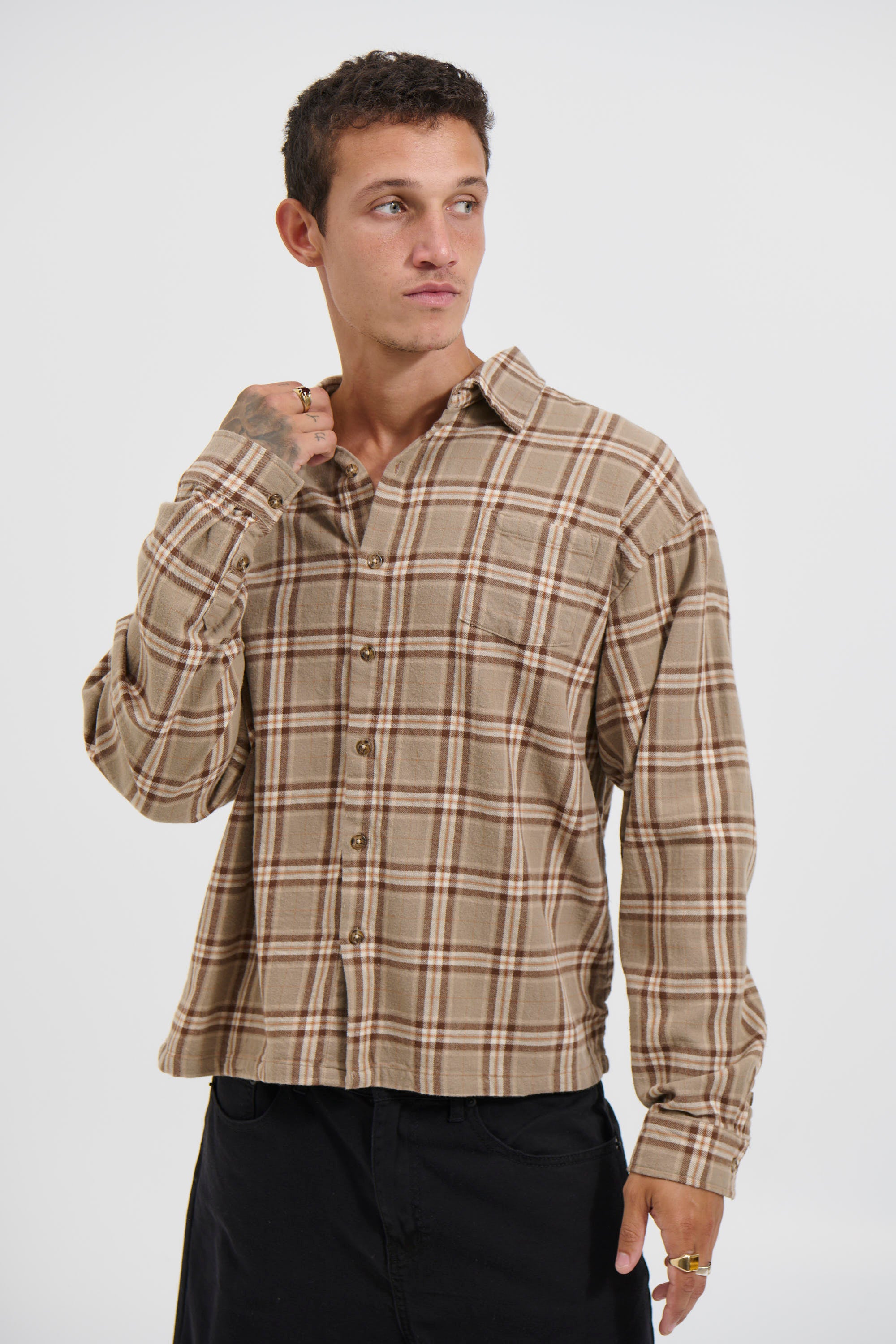 Brooklyn Check Shirt Light Brown