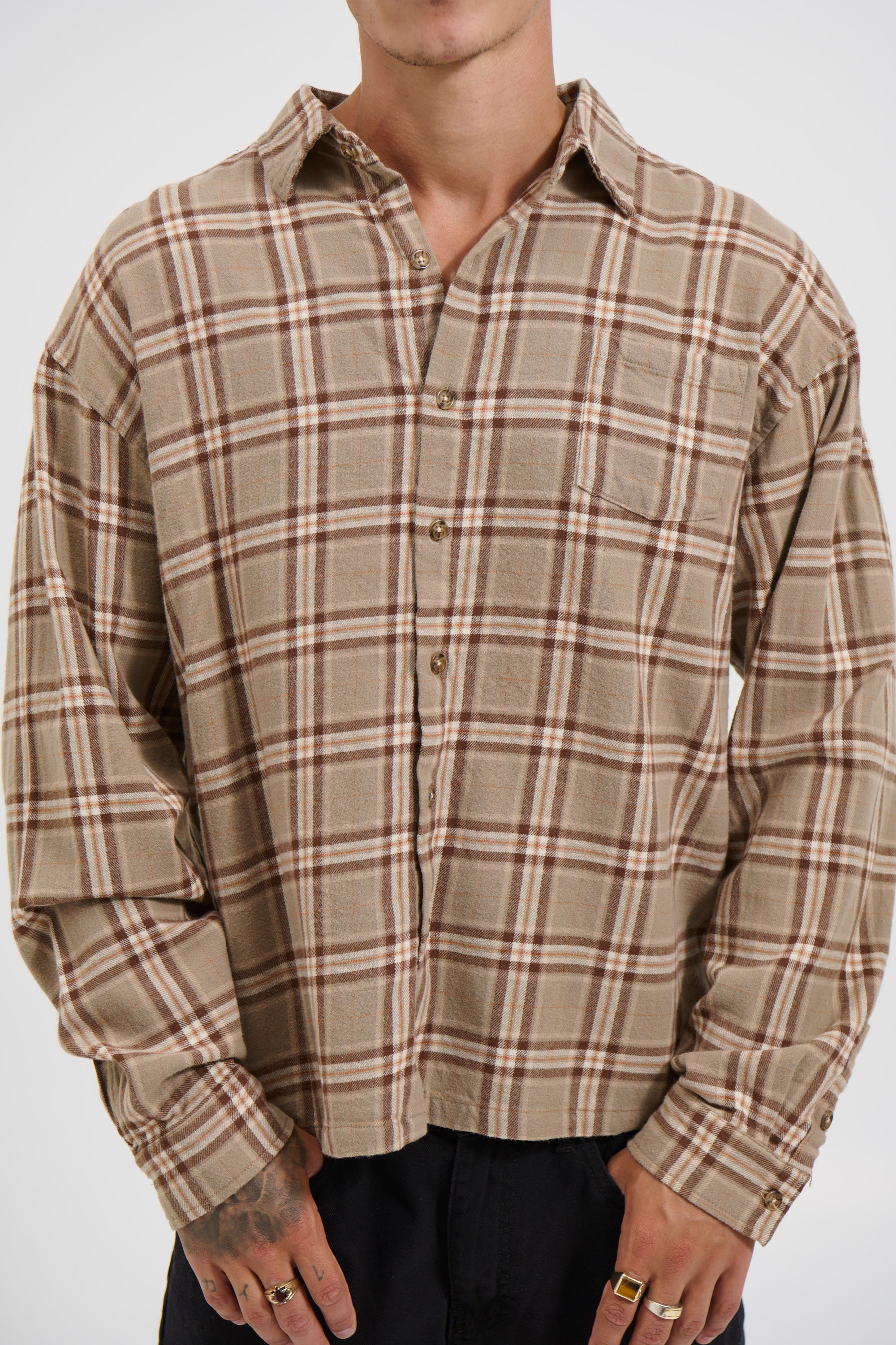 Brooklyn Check Shirt Light Brown