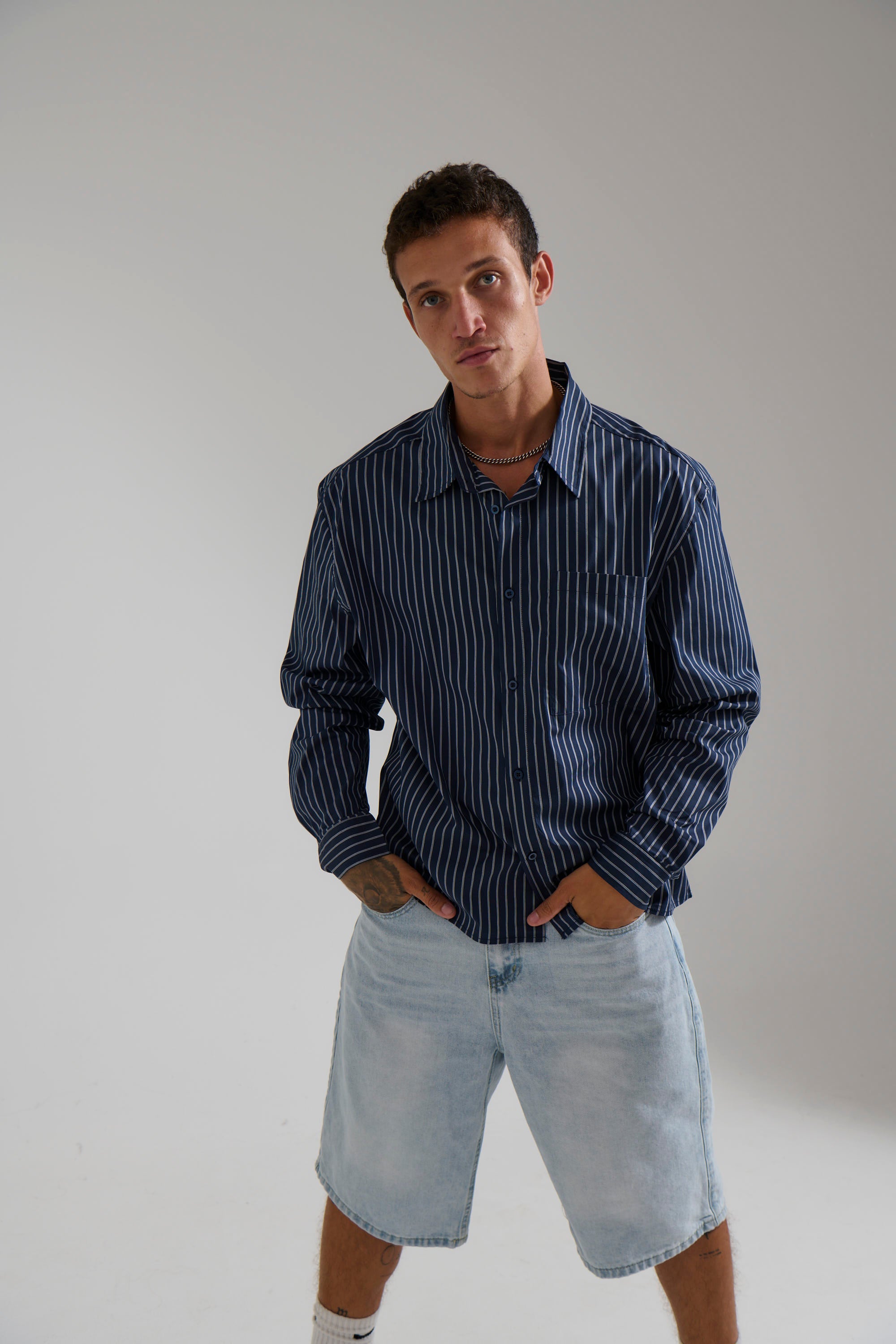 Long Sleeve Box Shirt Navy
