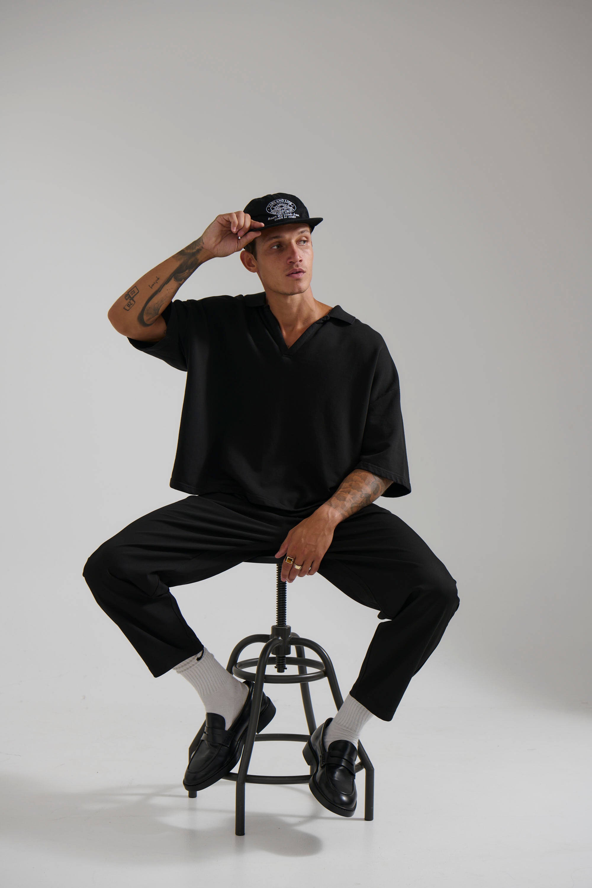 Jersey Crop Polo Black