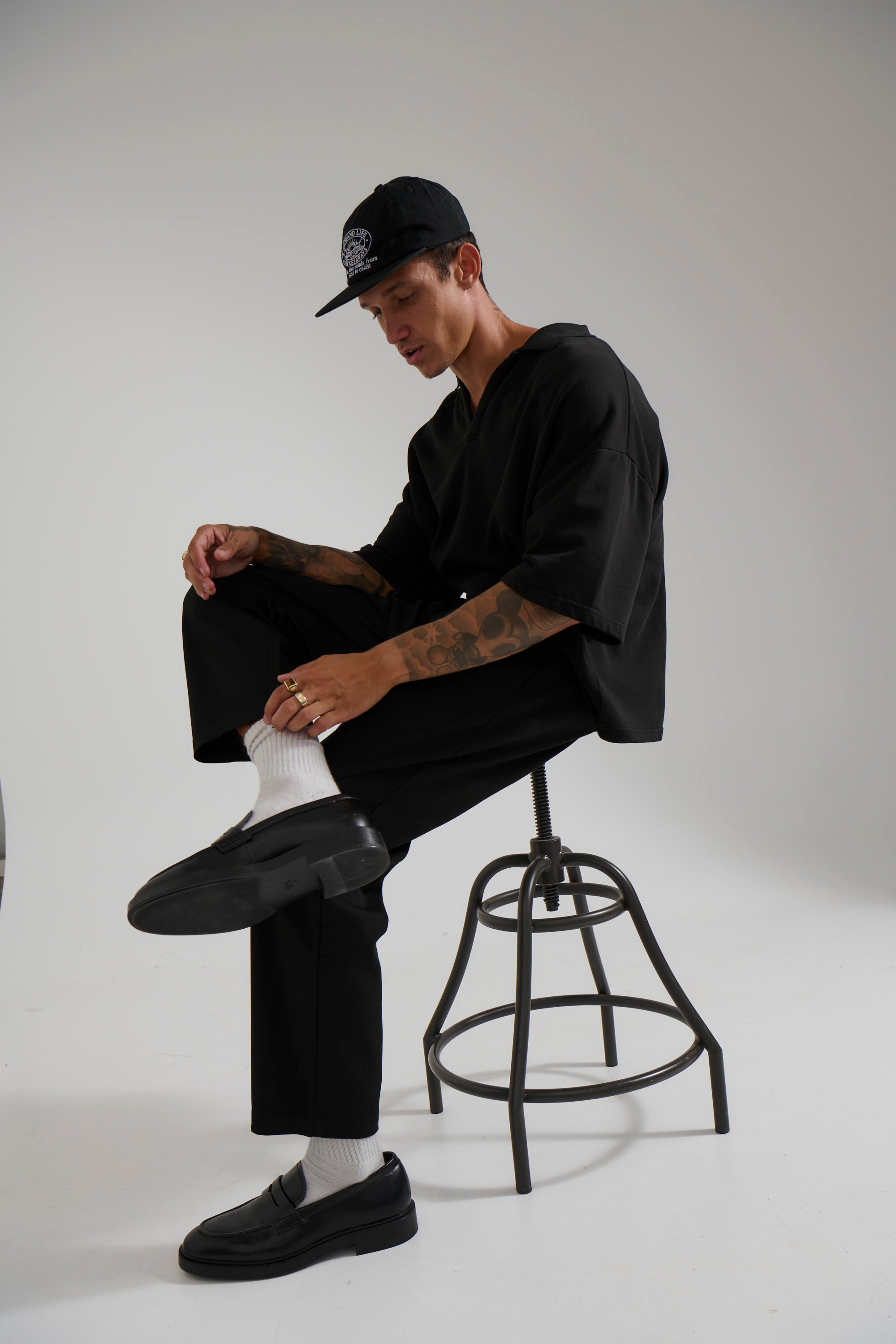 Jersey Crop Polo Black