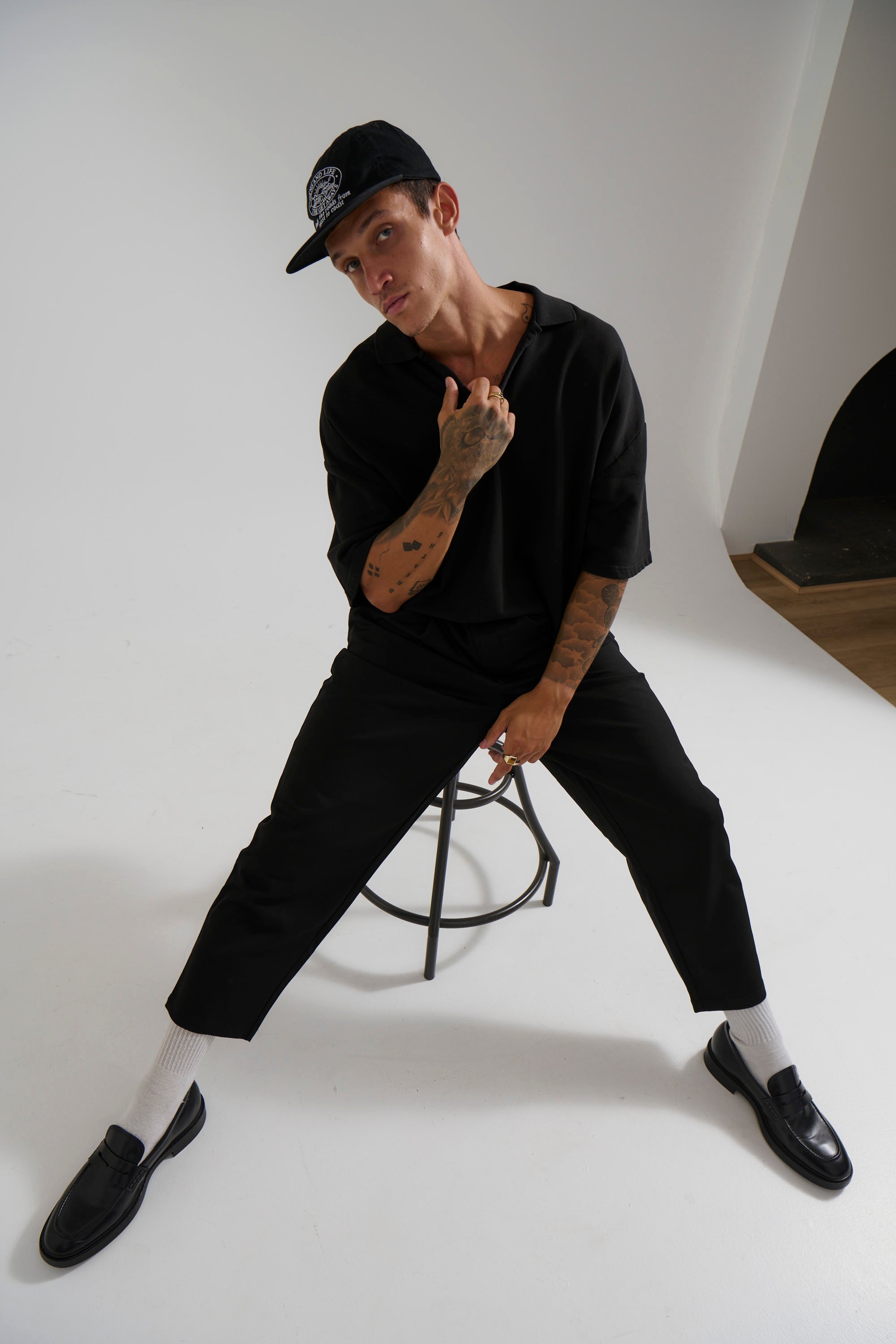 Jersey Crop Polo Black