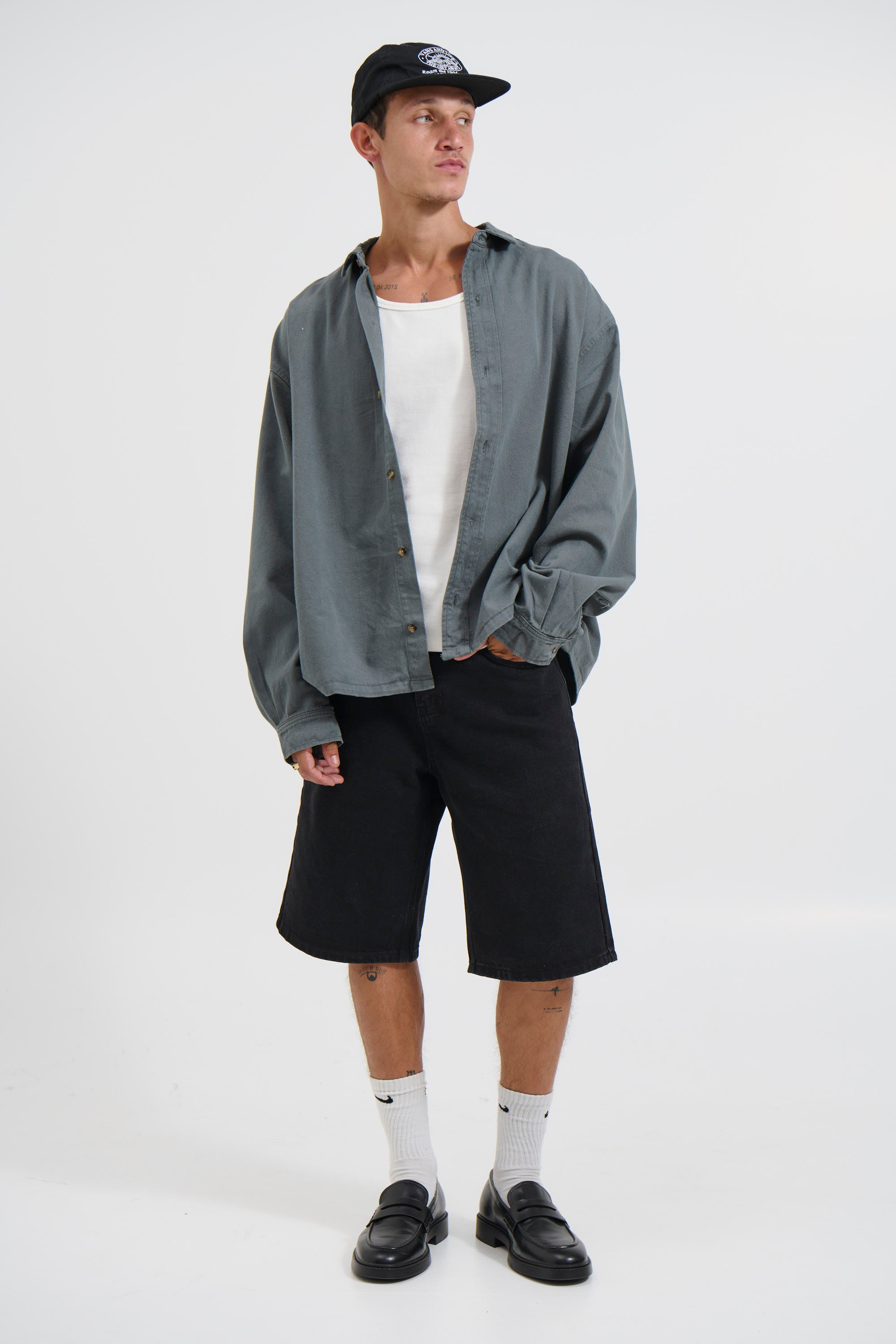Phillip Washed Cotton Overshirt Grey