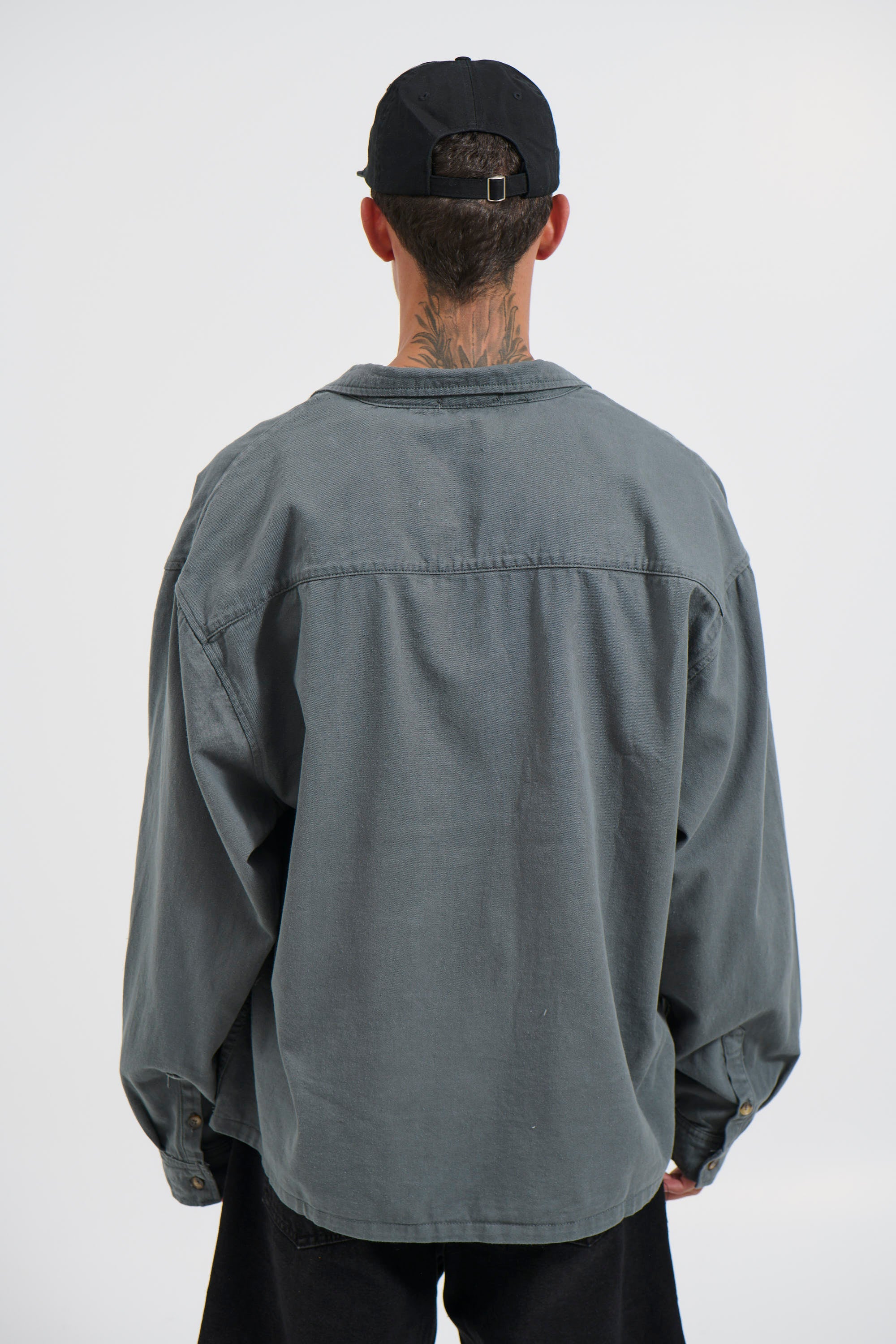 Phillip Washed Cotton Overshirt Grey