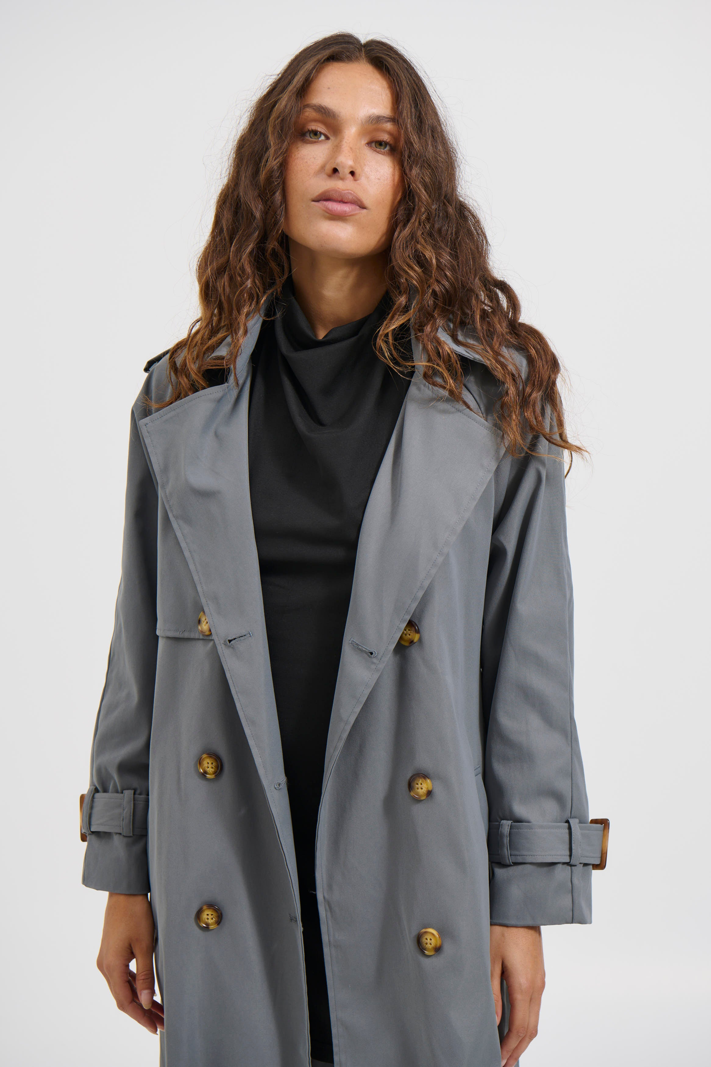 Lia Trench Dark Grey