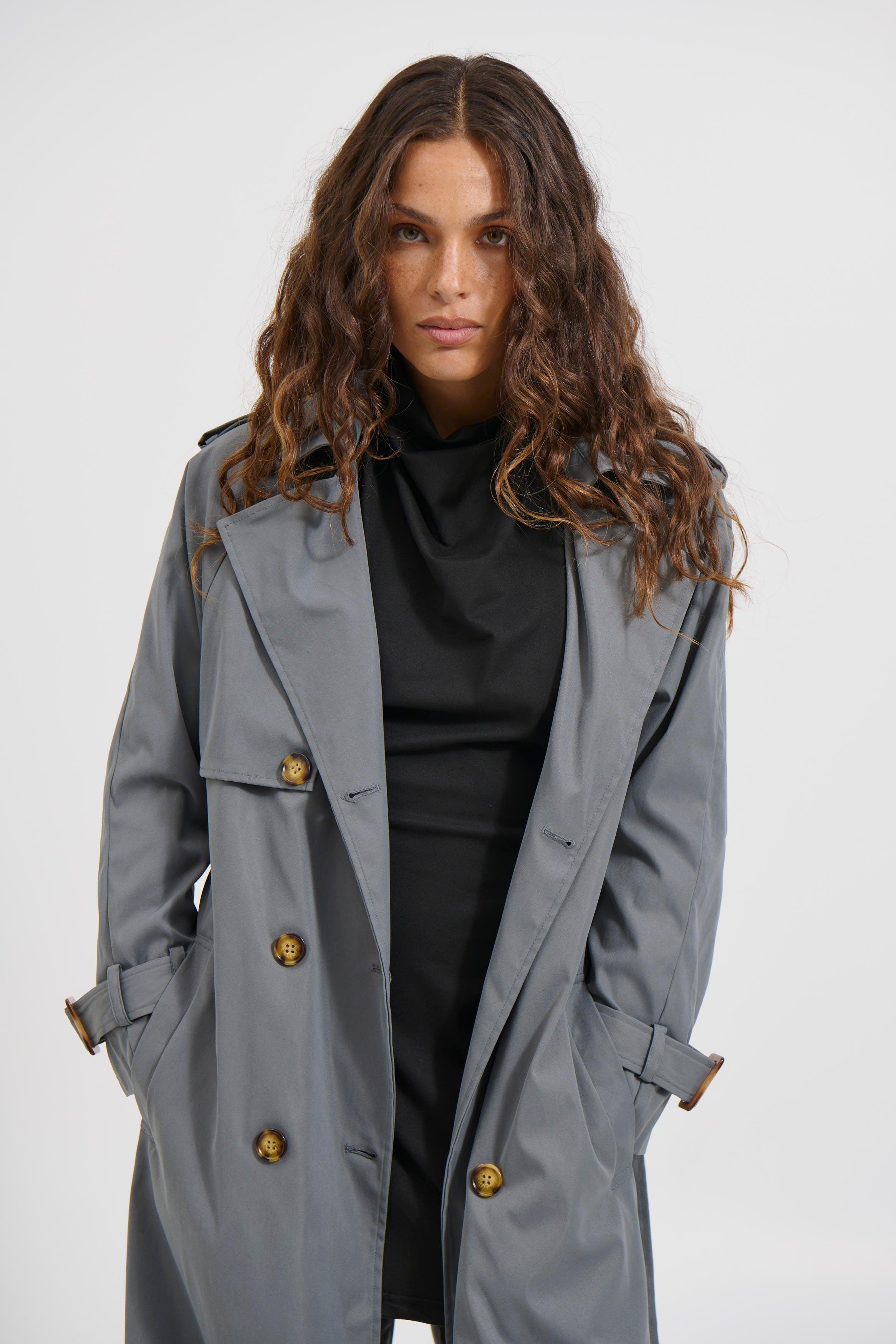 Lia Trench Dark Grey