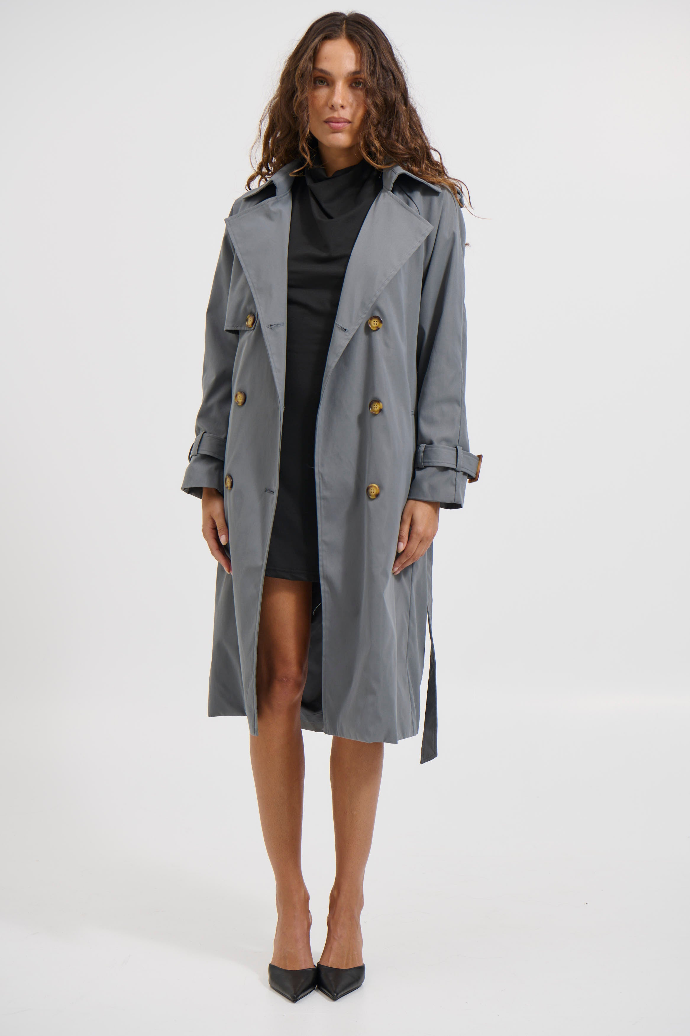 Lia Trench Dark Grey