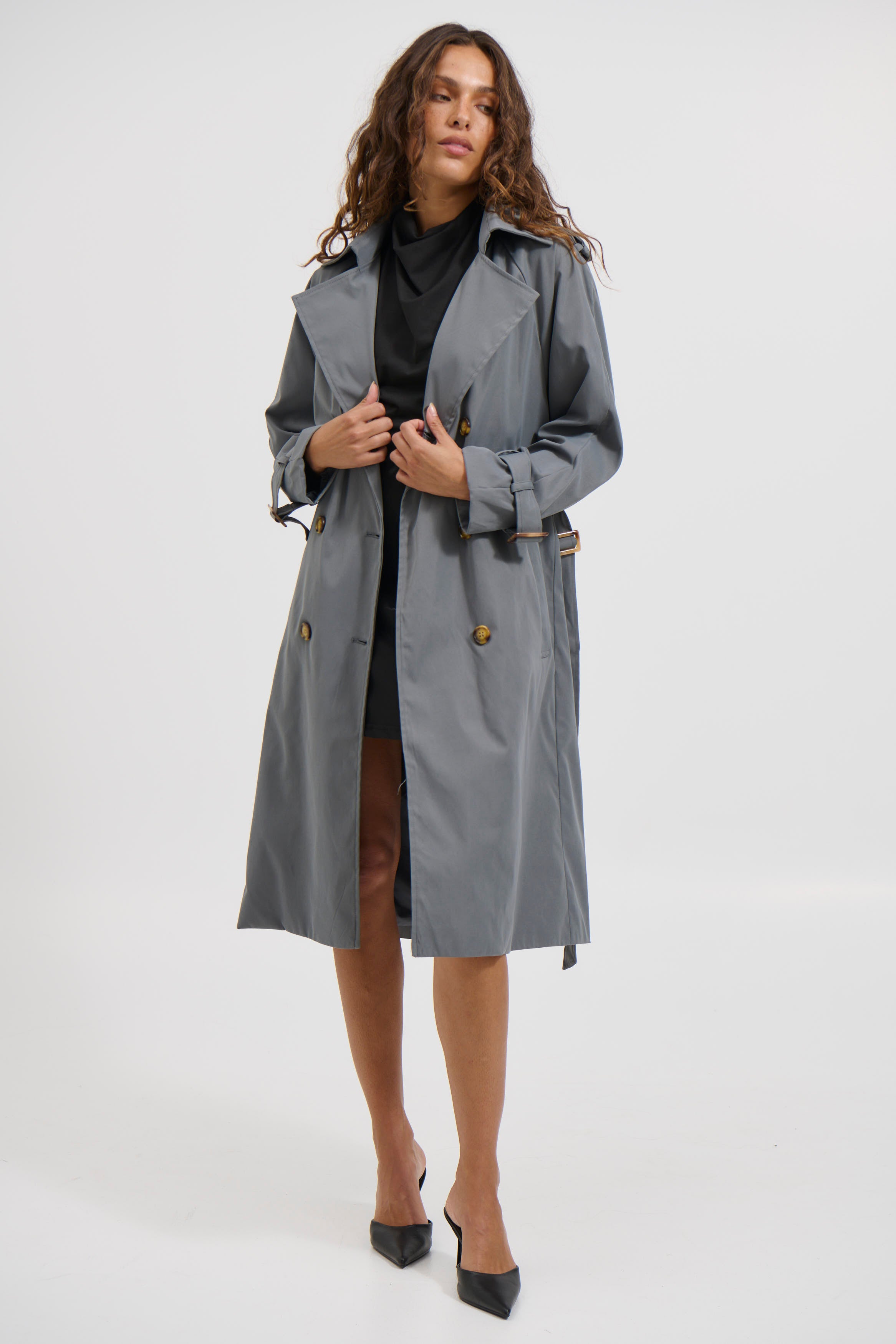 Lia Trench Dark Grey