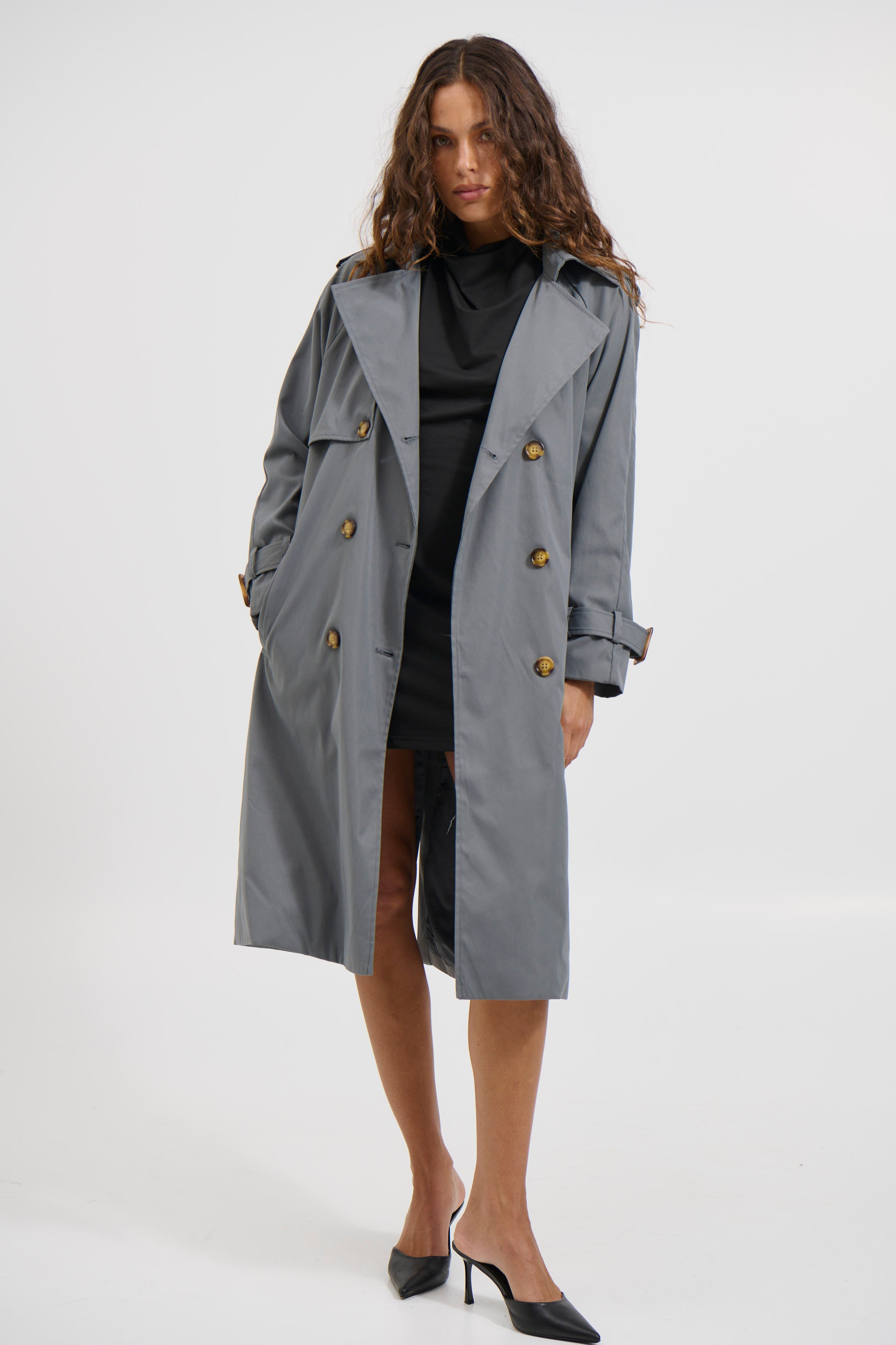 Lia Trench Dark Grey