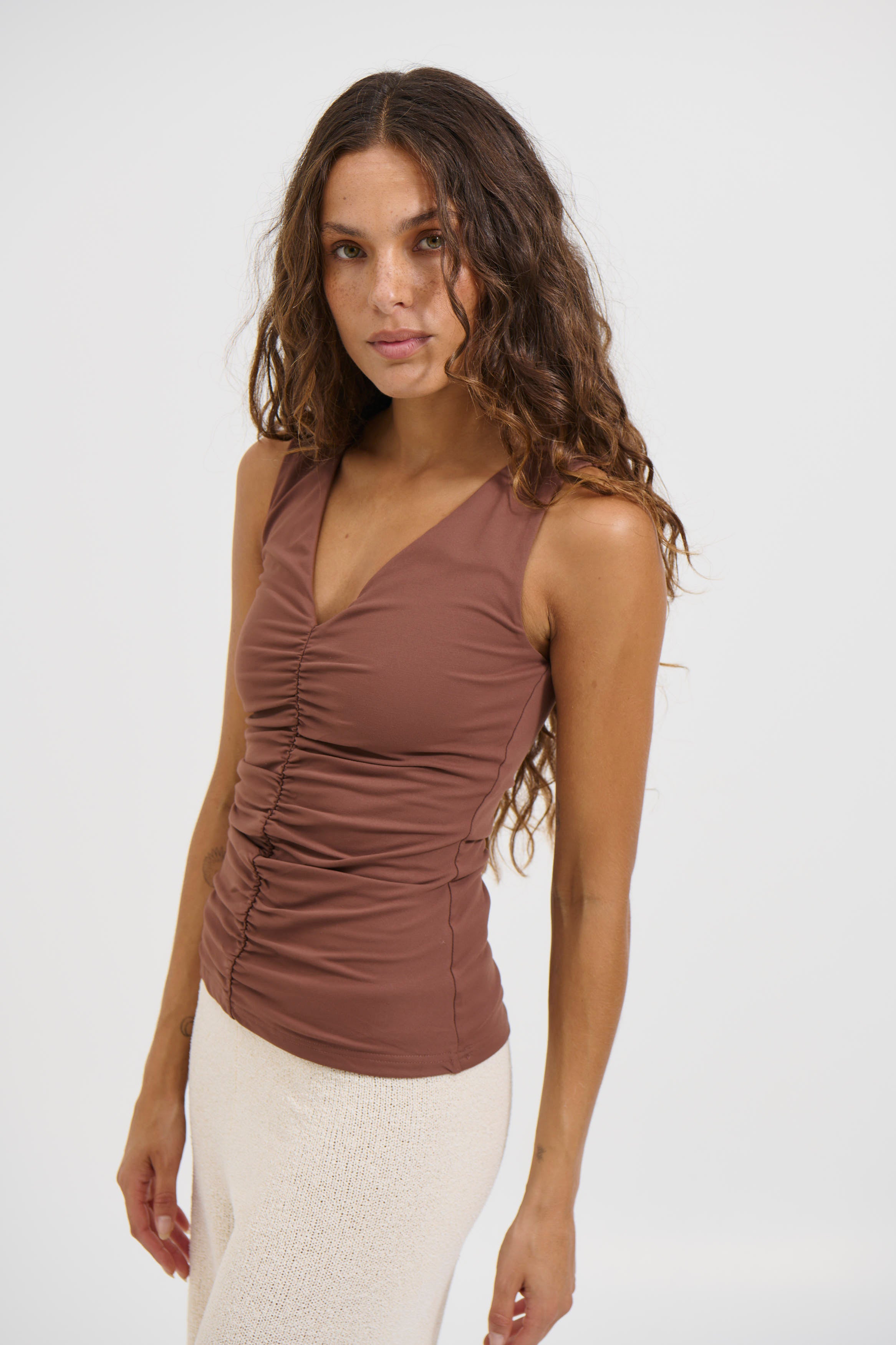 Corinne Top Chocolate - FINAL SALE