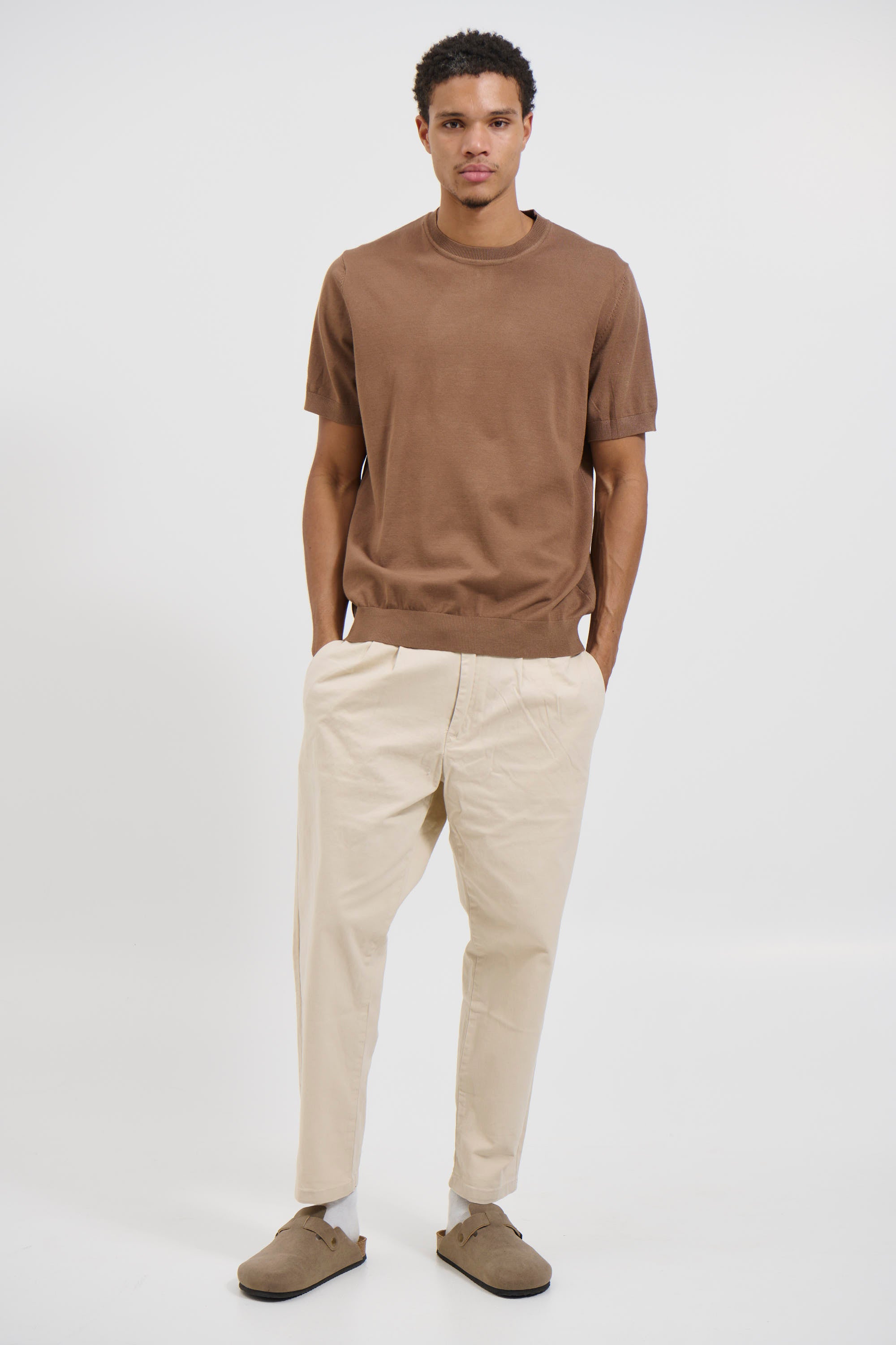 Nigel Fitted Knitted Tee Choc